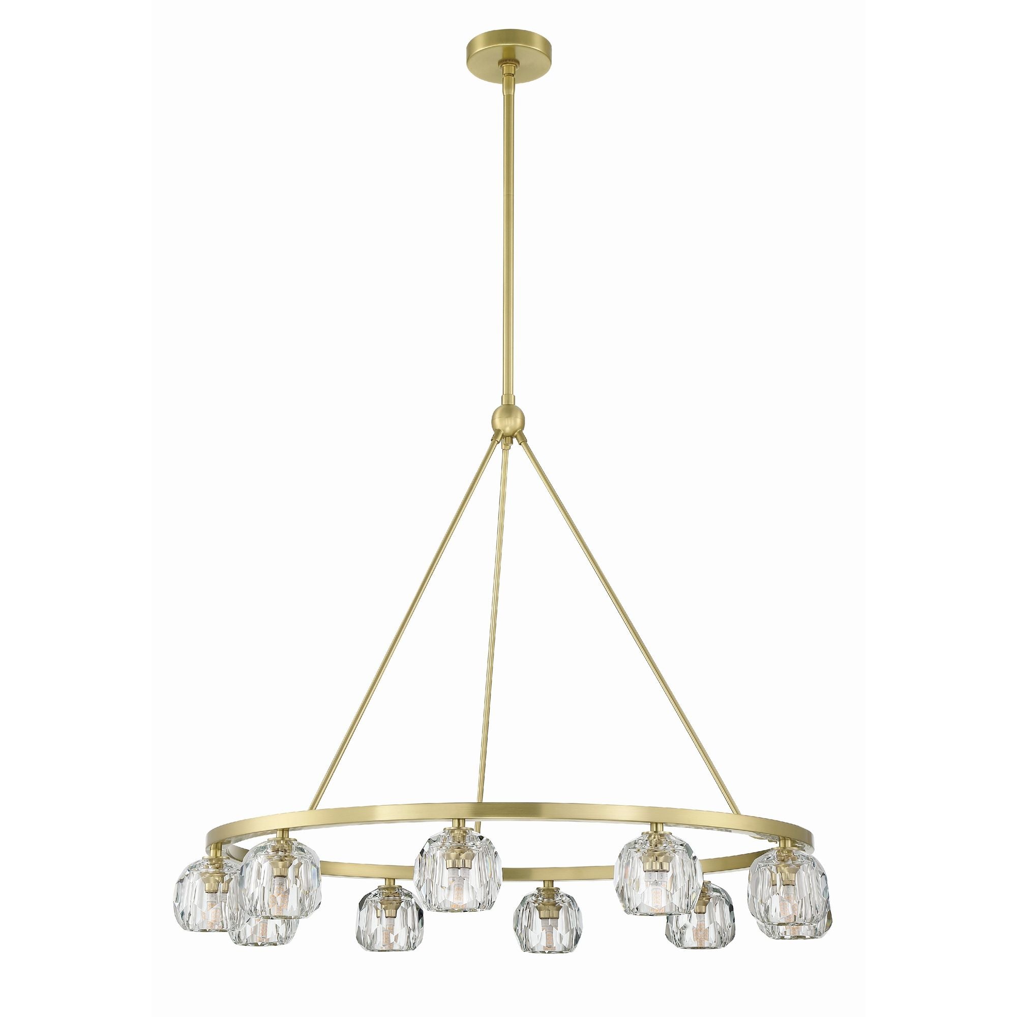 Aragon 10 Light LED Soft Brass Chandelier Faceted Cut Crystal 36"W x 26"H x 36"D