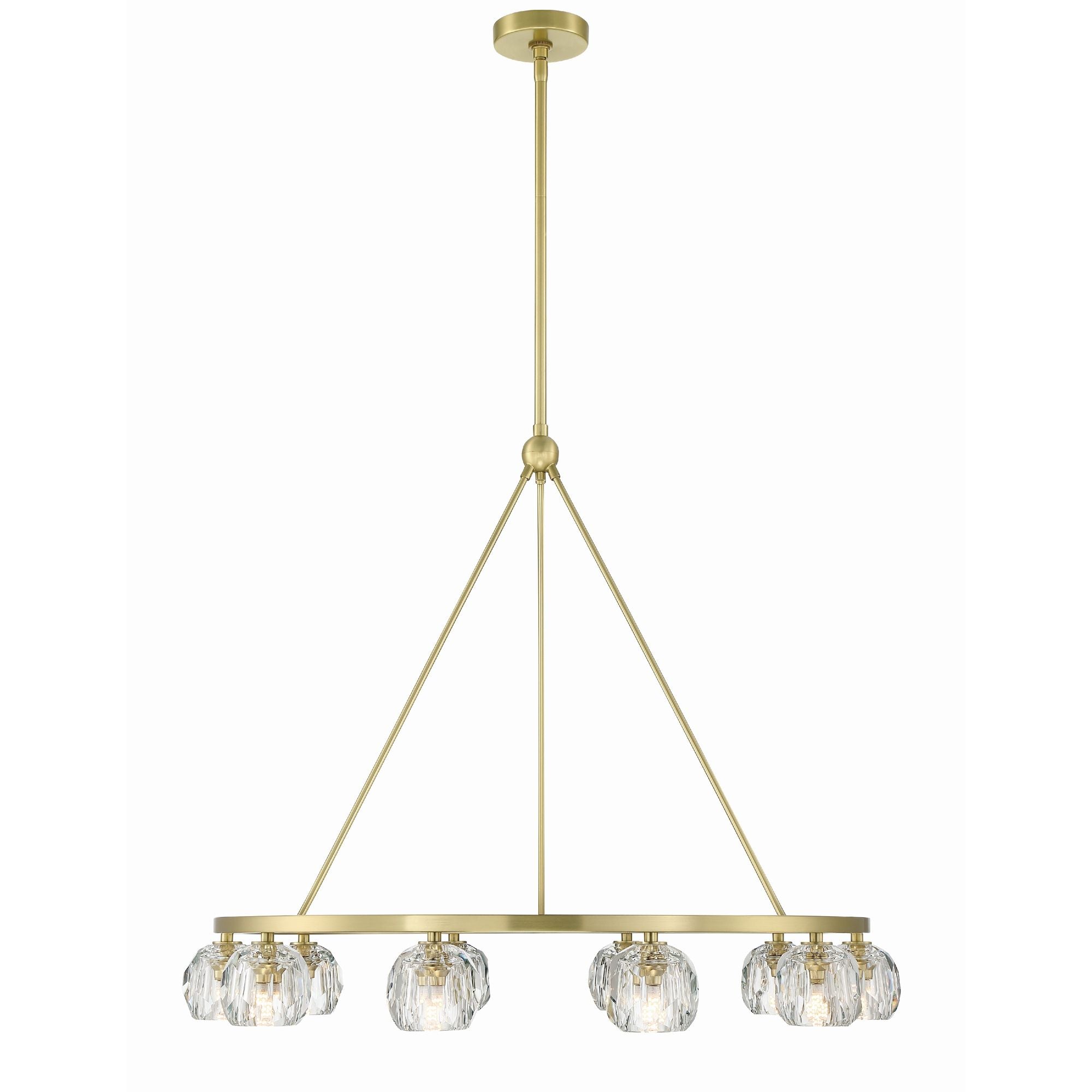 Aragon 10 Light LED Soft Brass Chandelier Faceted Cut Crystal 36"W x 26"H x 36"D
