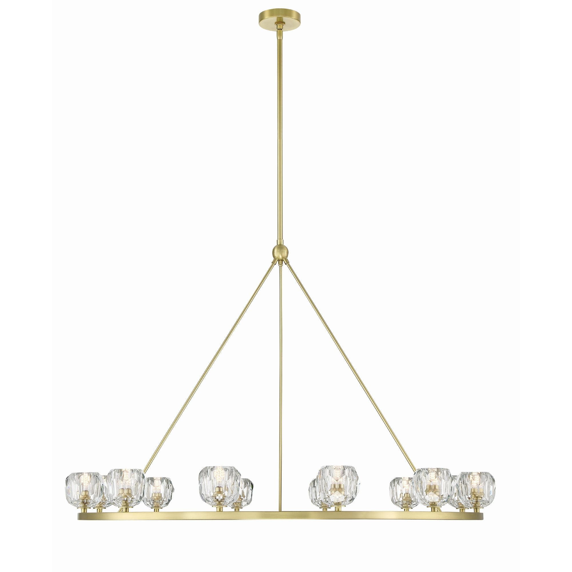 Aragon 12 Light LED Soft Brass Chandelier Faceted Cut Crystal 48"W x 32"H x 48"D
