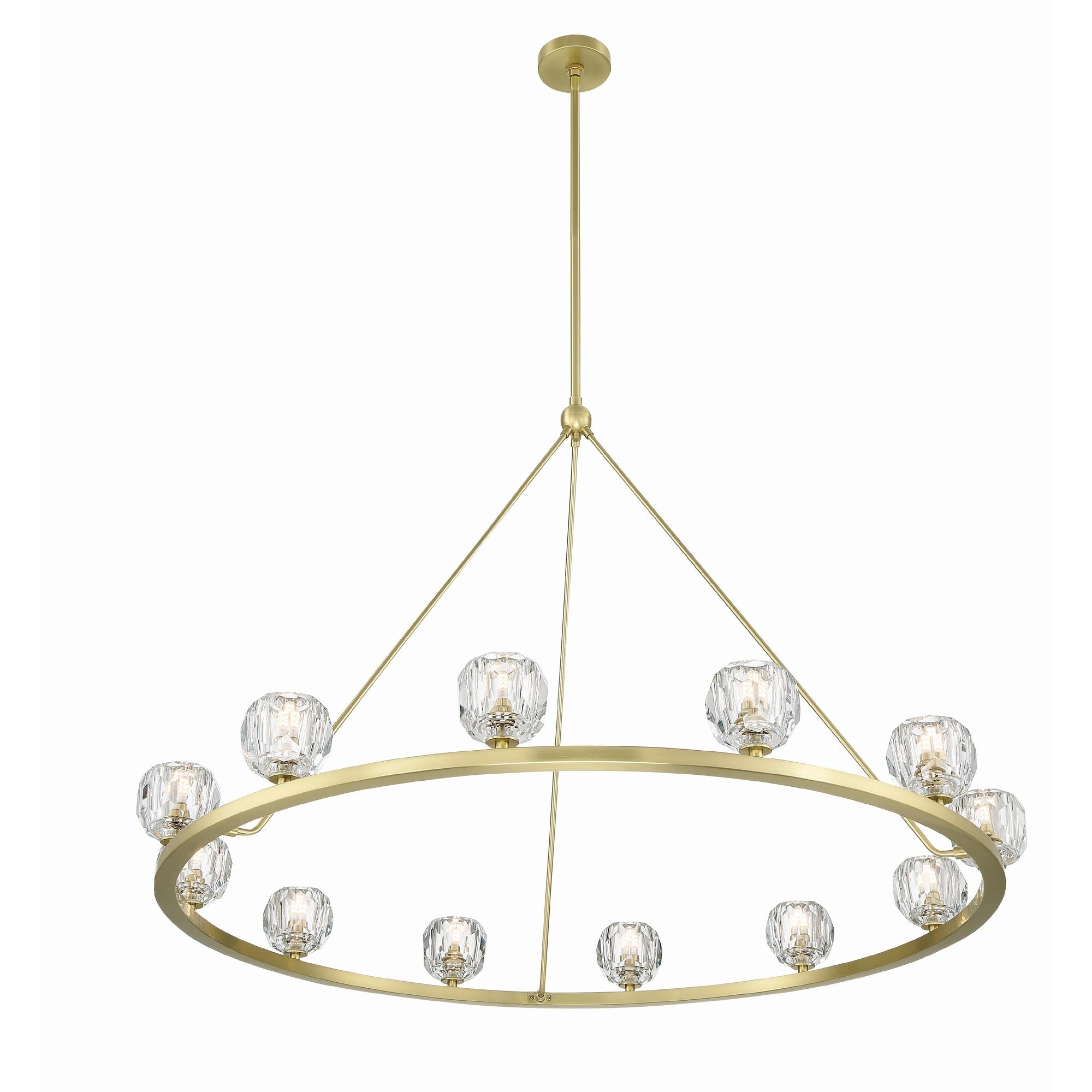 Aragon 12 Light LED Soft Brass Chandelier Faceted Cut Crystal 48"W x 32"H x 48"D