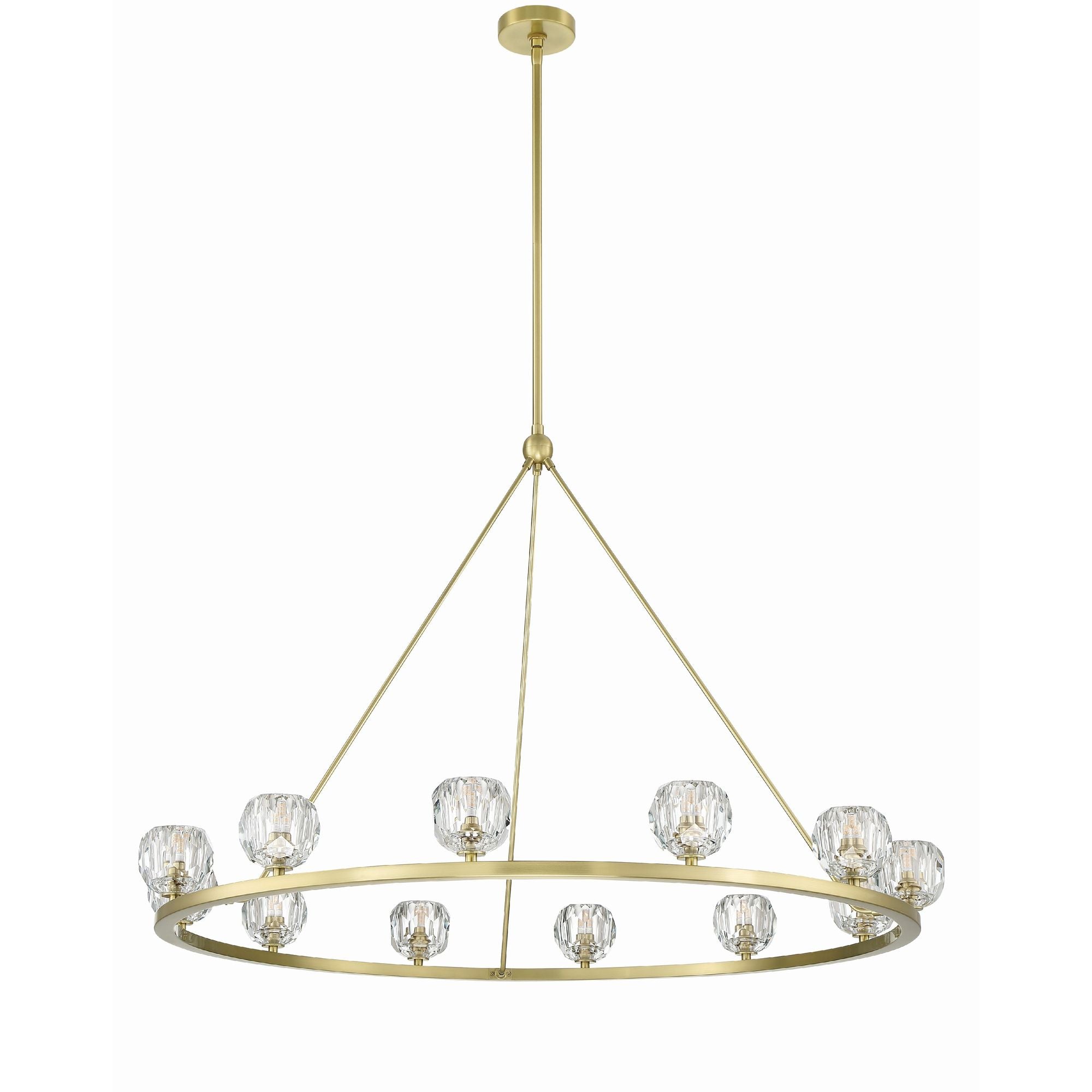 Aragon 12 Light LED Soft Brass Chandelier Faceted Cut Crystal 48"W x 32"H x 48"D