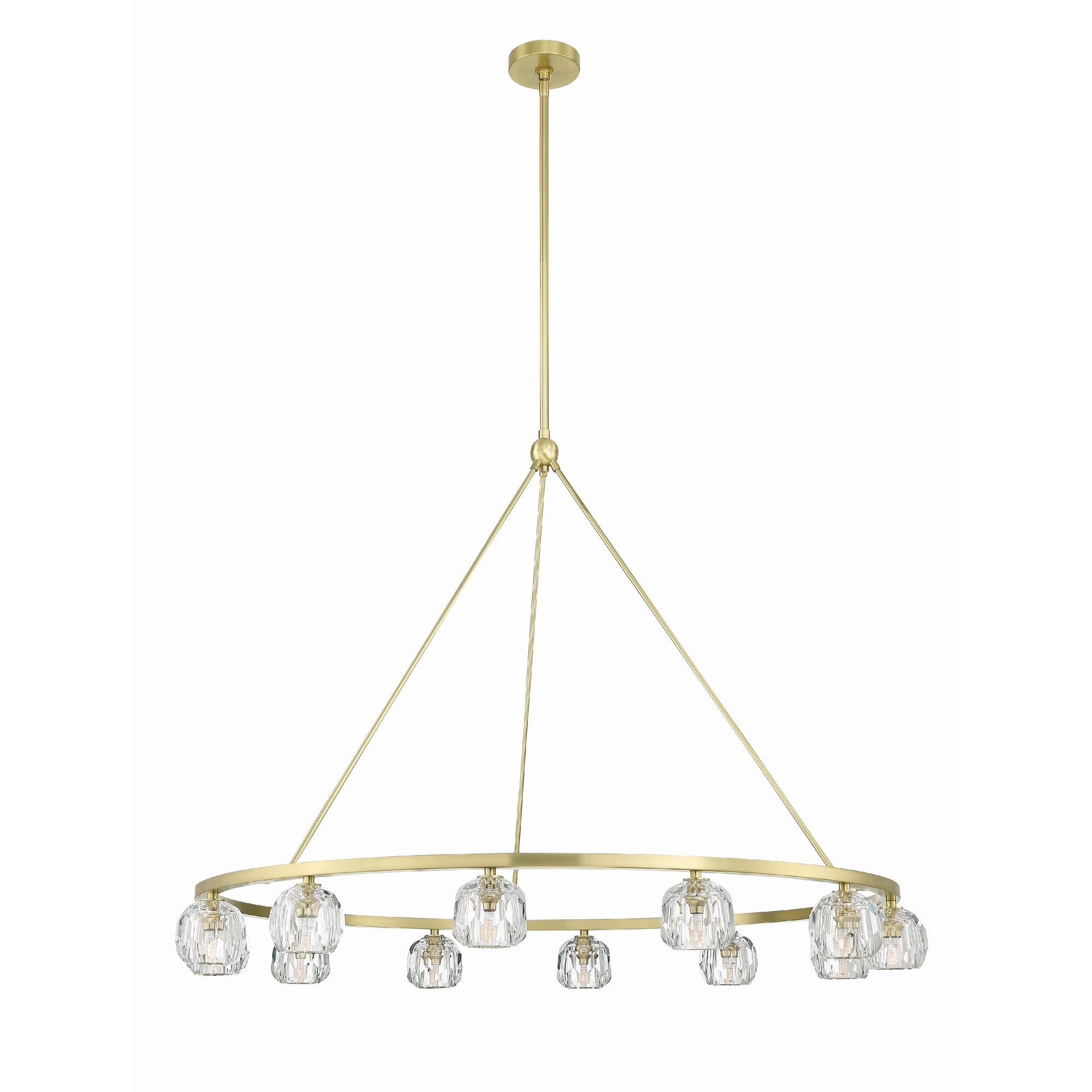 Aragon 12 Light LED Soft Brass Chandelier Faceted Cut Crystal 48"W x 32"H x 48"D