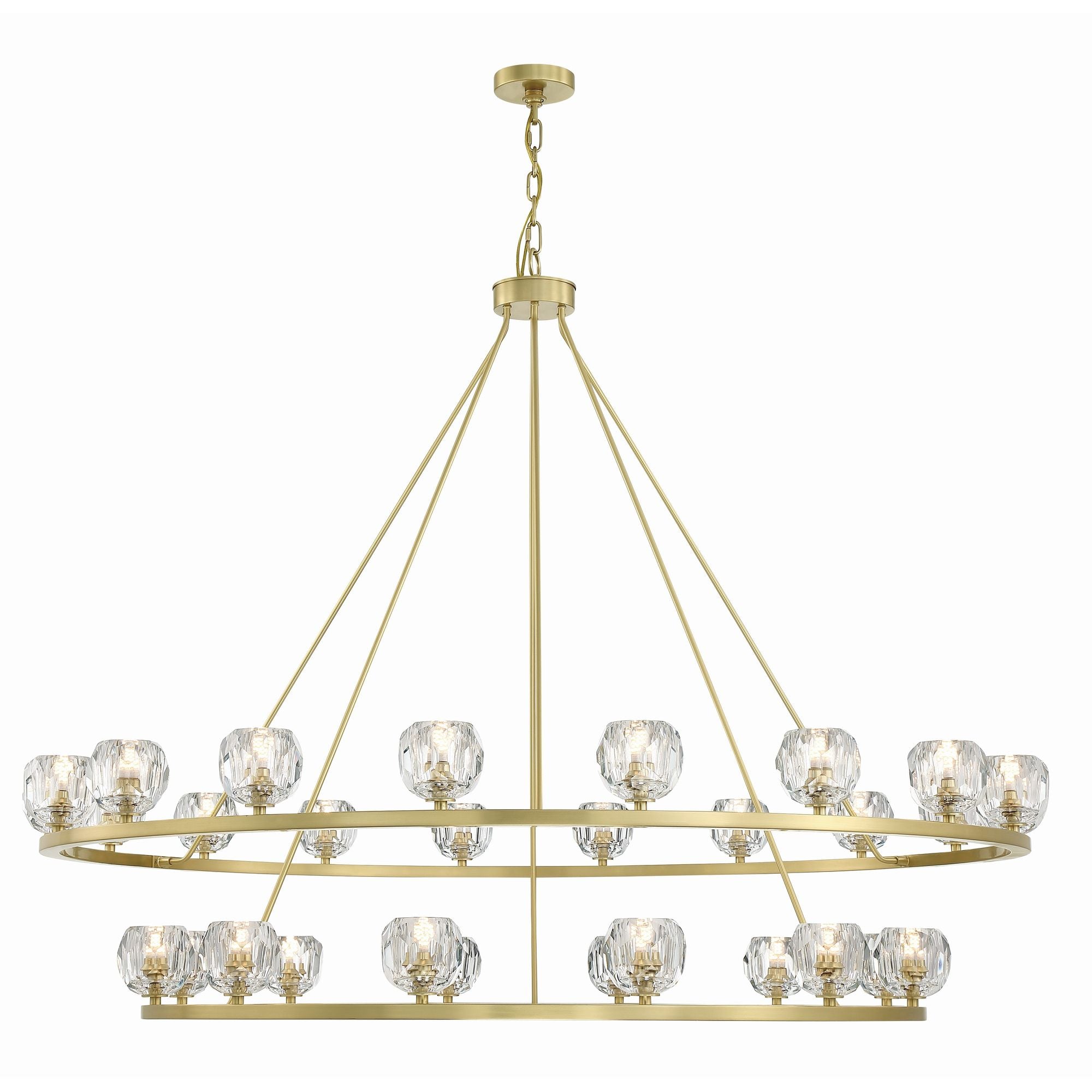 Aragon 30 Light LED Soft Brass Chandelier Faceted Cut Crystal 60"W x 46"H x 60"D