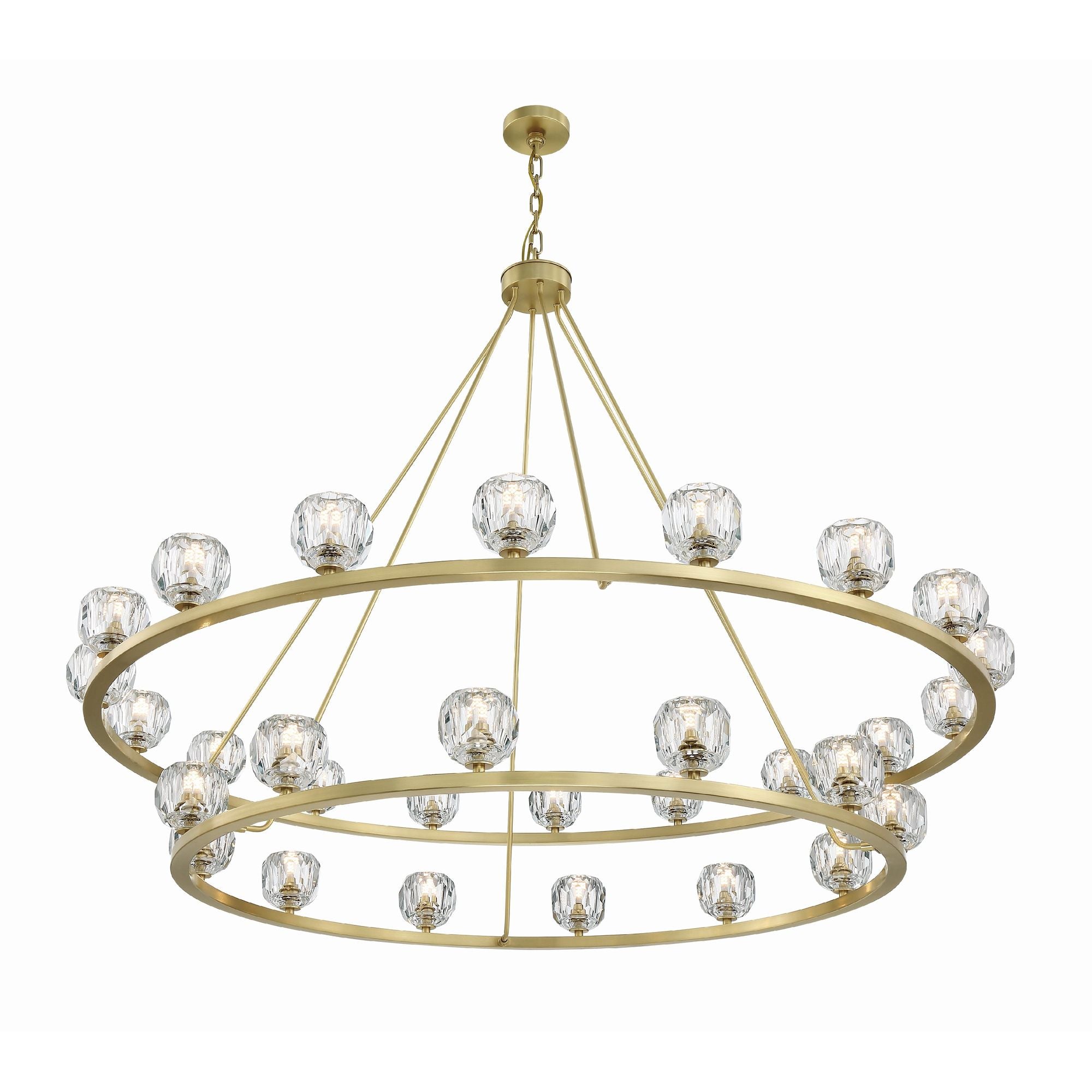 Aragon 30 Light LED Soft Brass Chandelier Faceted Cut Crystal 60"W x 46"H x 60"D