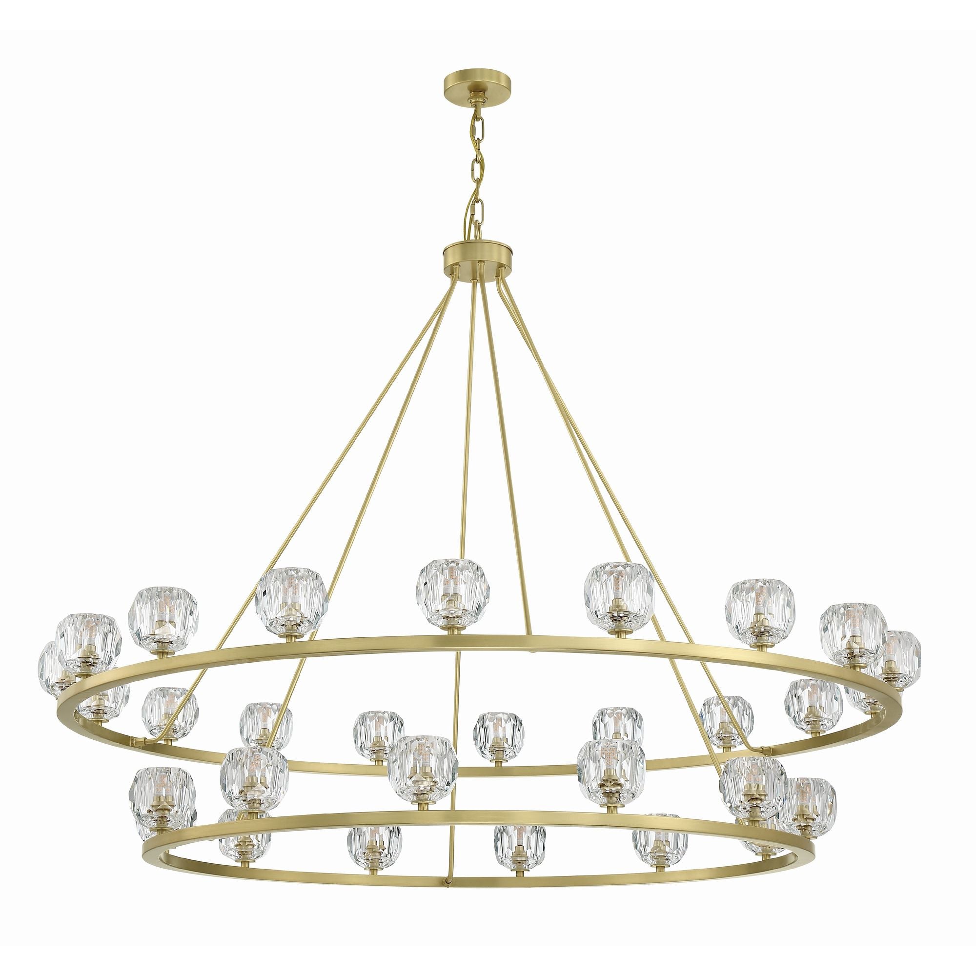 Aragon 30 Light LED Soft Brass Chandelier Faceted Cut Crystal 60"W x 46"H x 60"D