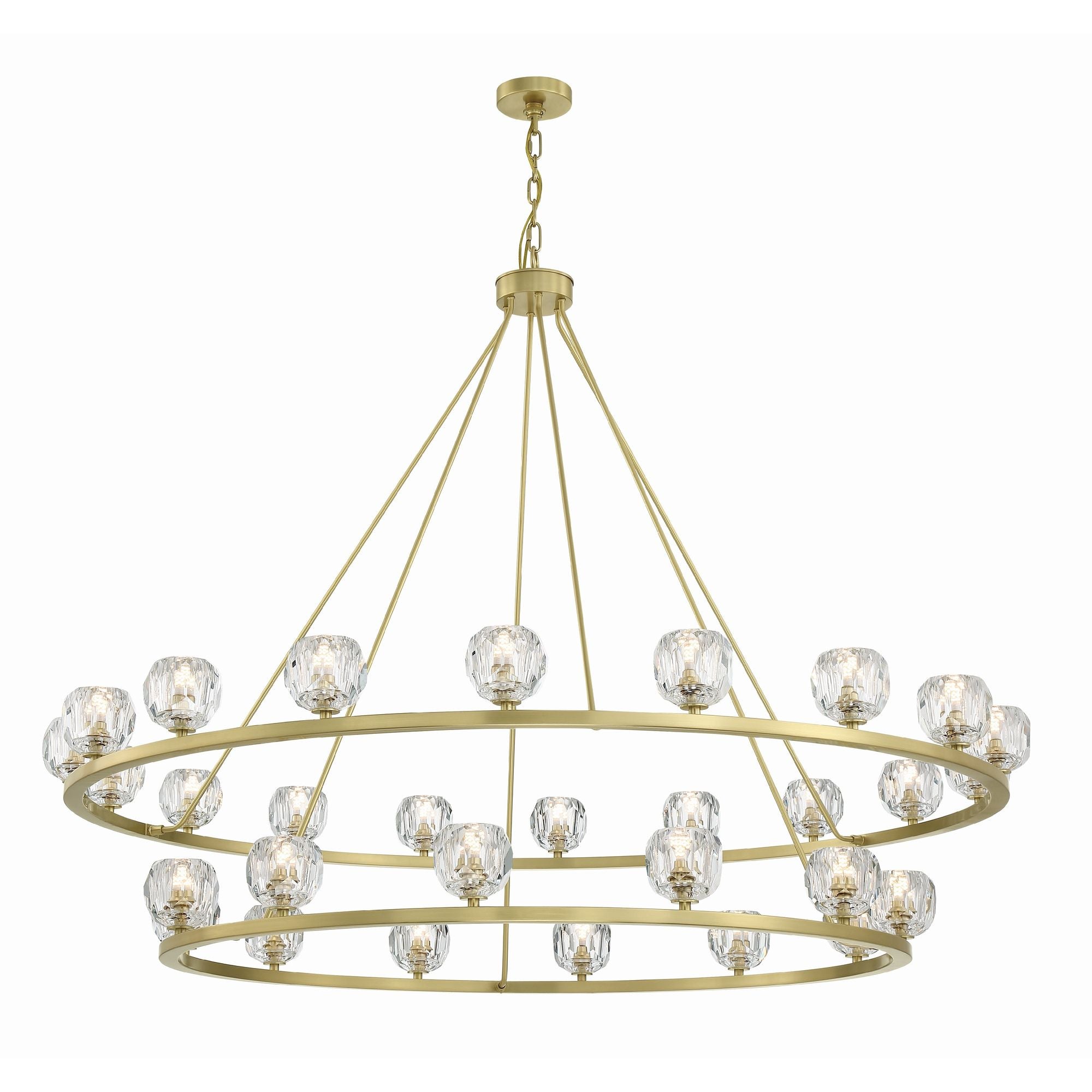 Aragon 30 Light LED Soft Brass Chandelier Faceted Cut Crystal 60"W x 46"H x 60"D