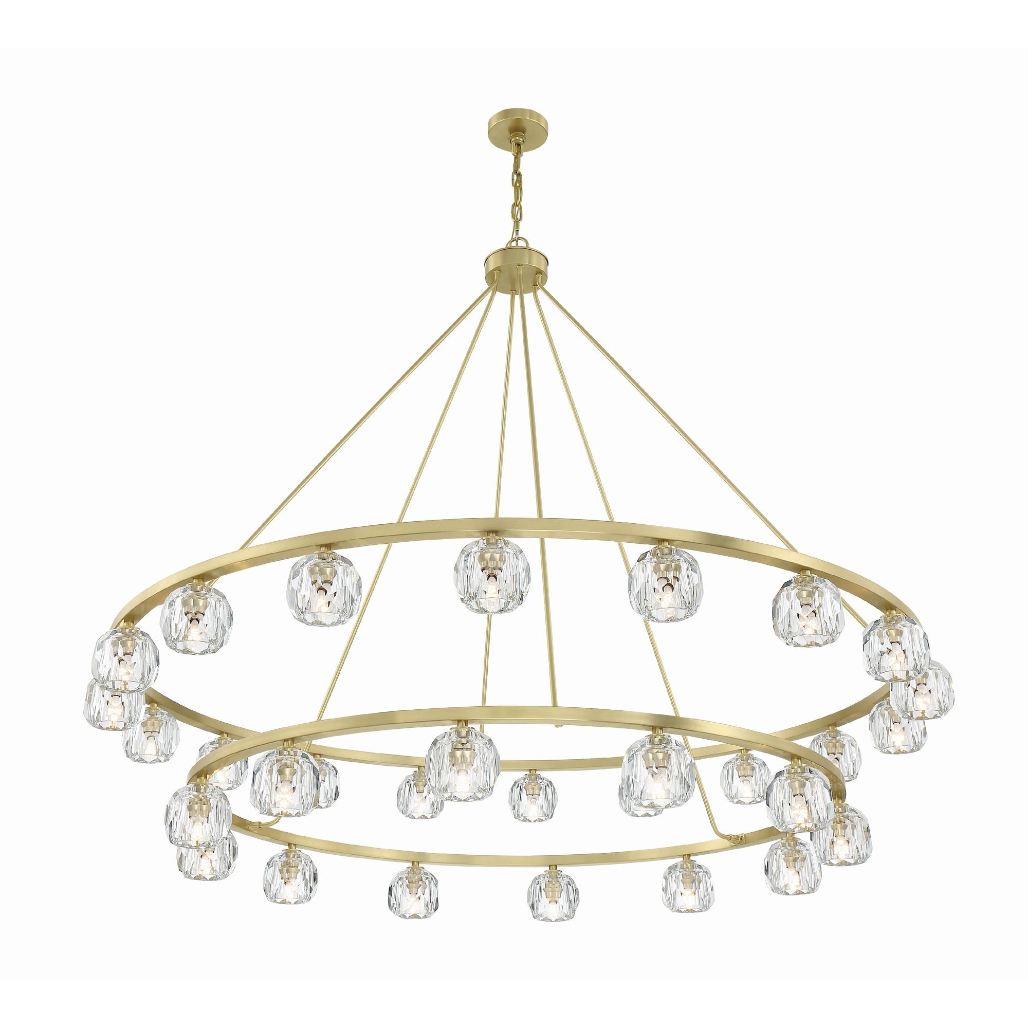 Aragon 30 Light LED Soft Brass Chandelier Faceted Cut Crystal 60"W x 46"H x 60"D