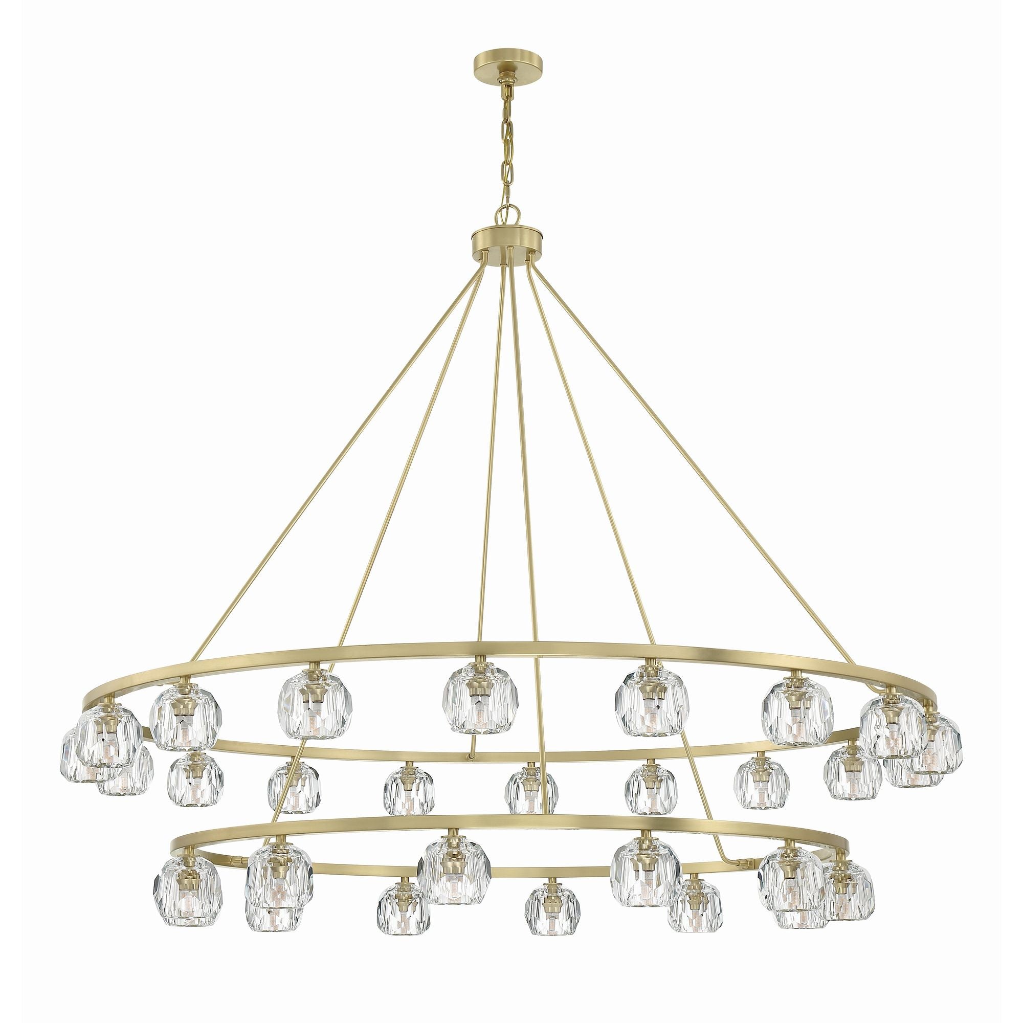 Aragon 30 Light LED Soft Brass Chandelier Faceted Cut Crystal 60"W x 46"H x 60"D
