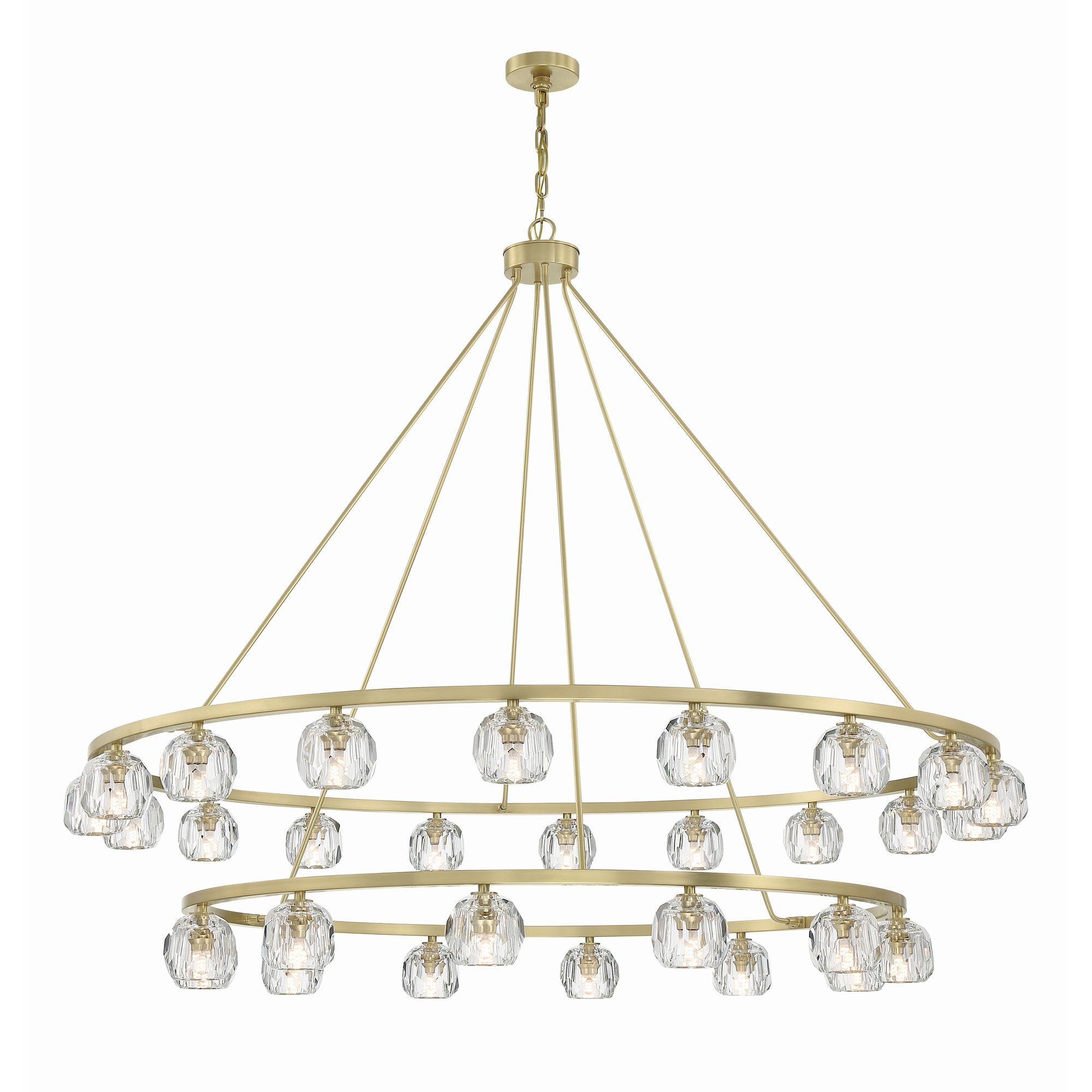 Aragon 30 Light LED Soft Brass Chandelier Faceted Cut Crystal 60"W x 46"H x 60"D