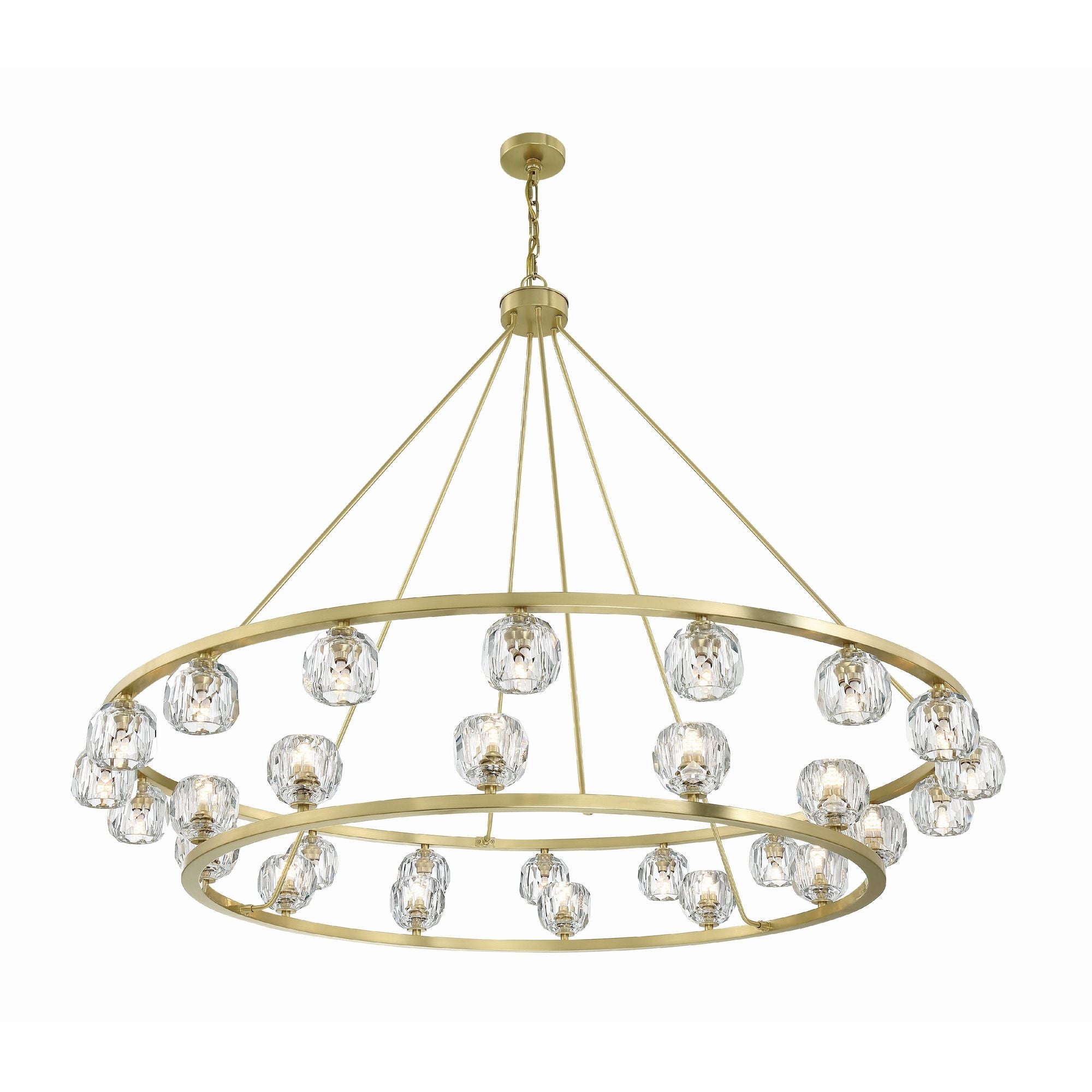Aragon 30 Light LED Soft Brass Chandelier Faceted Cut Crystal 60"W x 46"H x 60"D