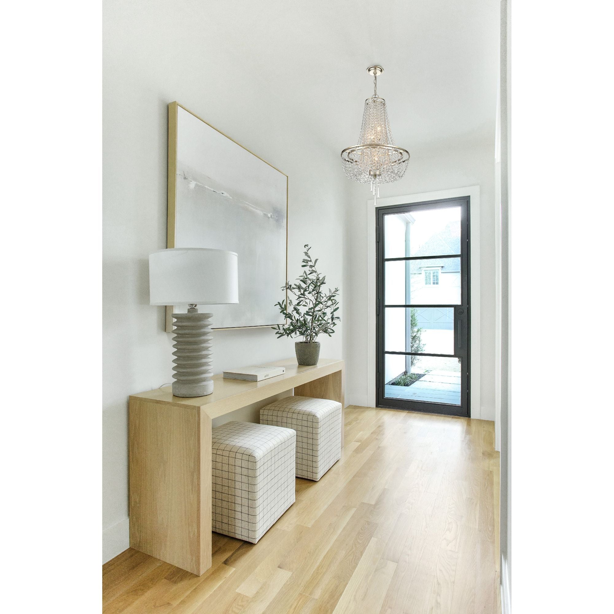 Arcadia 4 Light Antique Silver Chandelier Hand Cut Crystal 18"W x 31.5"H x 18"D