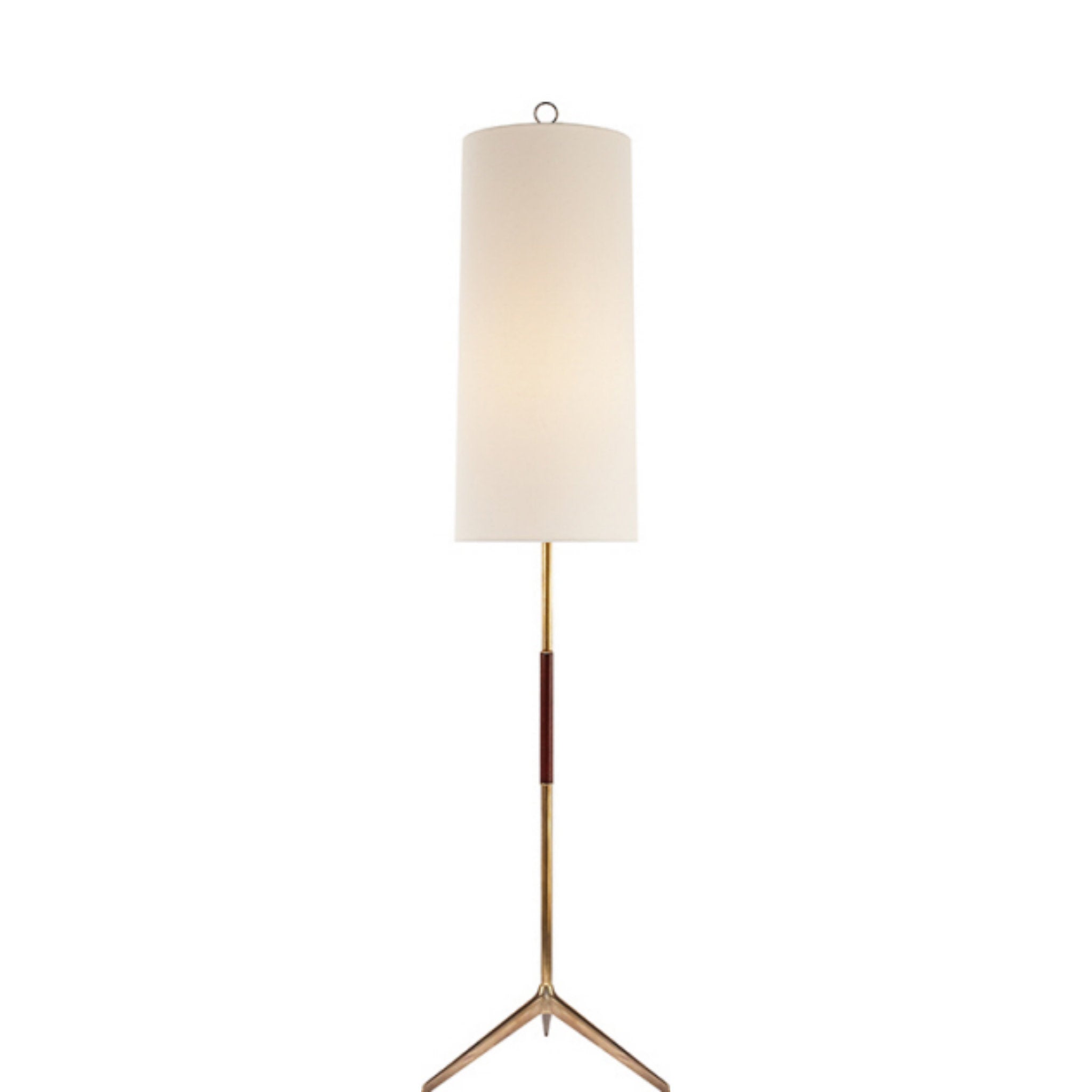 AERIN Frankfort Floor Lamp in Hand-Rubbed Antique Brass with Mahogany Accents and Linen Shade W18" x H60"