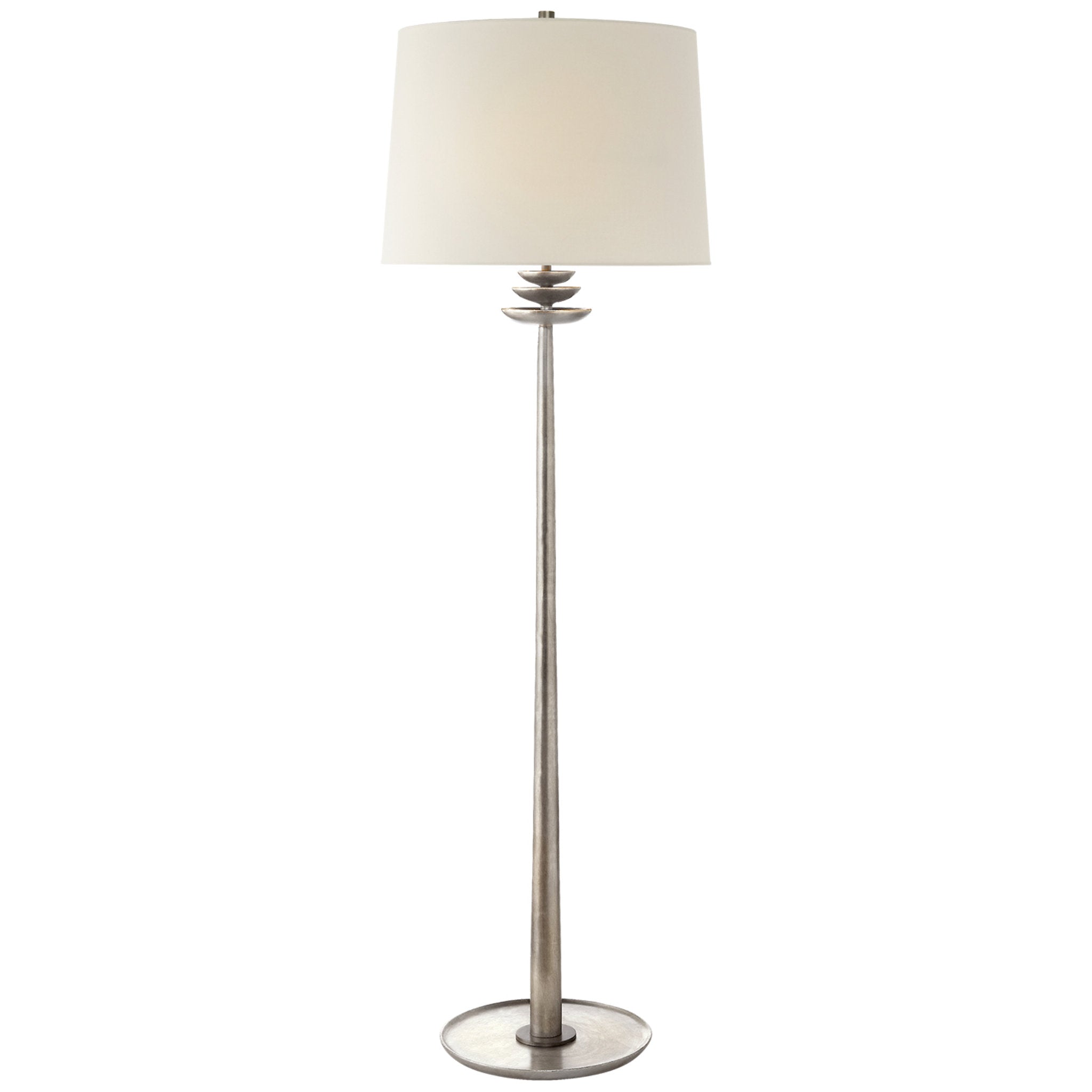 AERIN Beaumont Floor Lamp in Burnished Silver Leaf with Linen Shade W20" x H62.75"