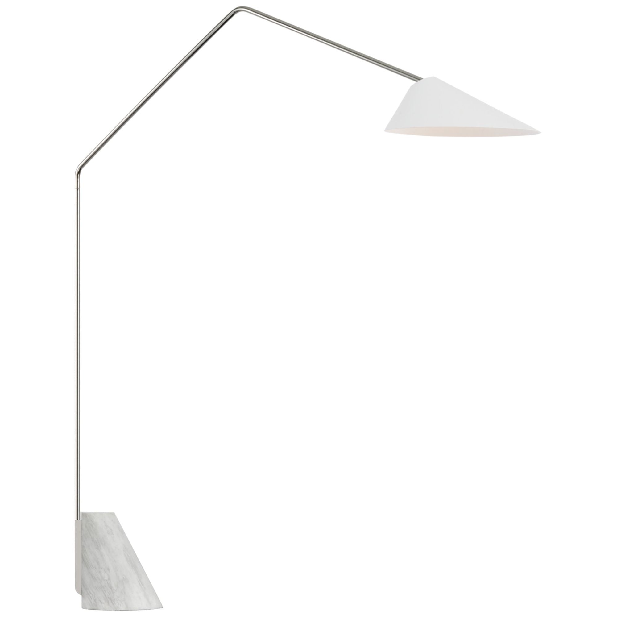 AERIN Lorna Extra Large Arc Floor Lamp in Polished Nickel with White Shade W17.5" x H80.25"