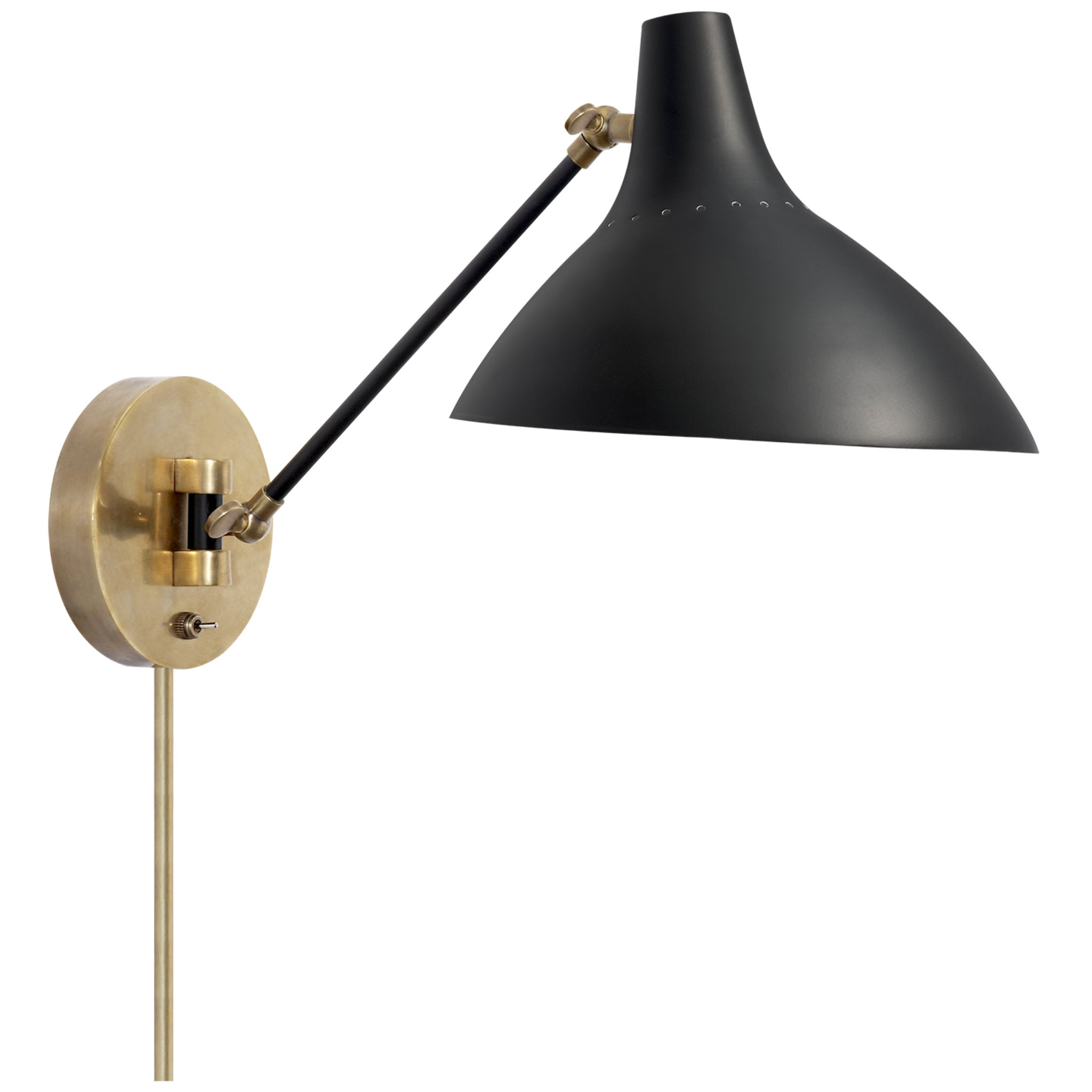 AERIN Charlton Wall Light in Black and Hand-Rubbed Antique Brass W9.25" x H7.5" - 14.5"