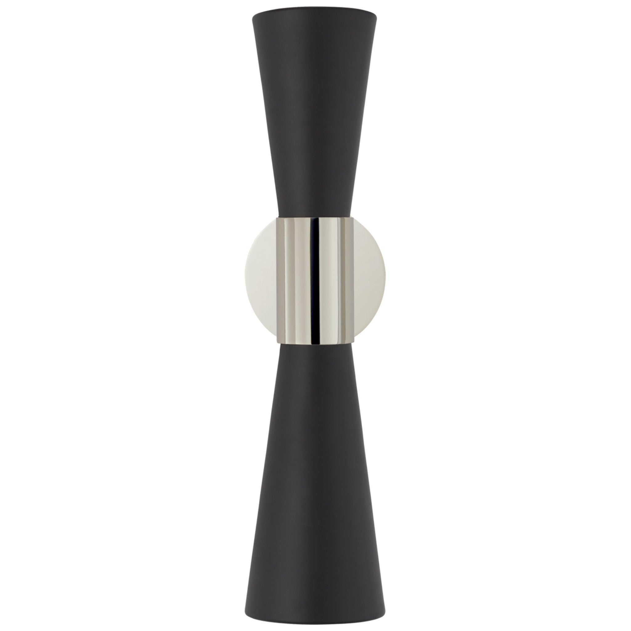 AERIN Clarkson Medium Narrow Sconce in Polished Nickel and Black Wall Light W4.5" x H17.75"