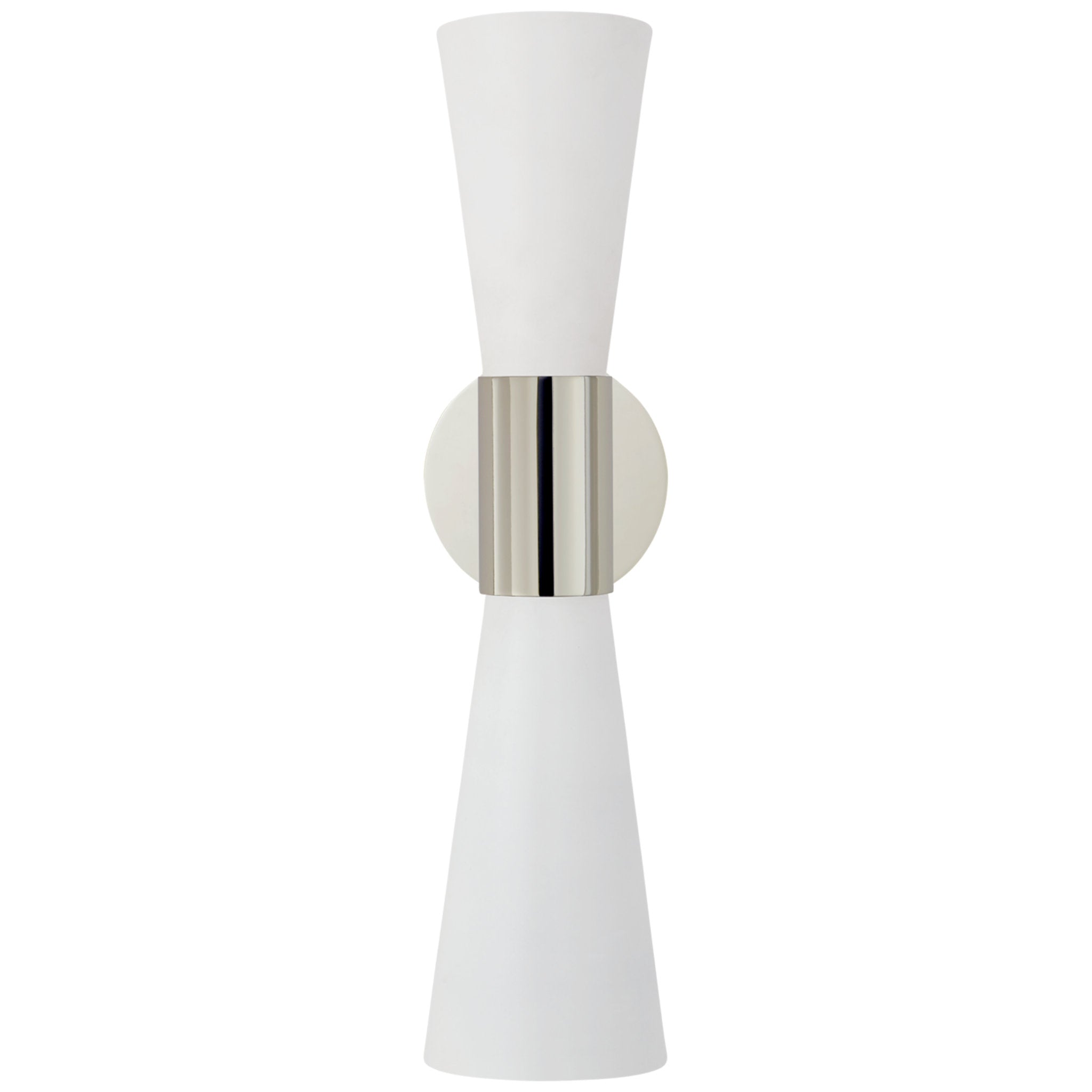 AERIN Clarkson Medium Narrow Sconce in Polished Nickel and White Wall Light W4.5" x H17.75"