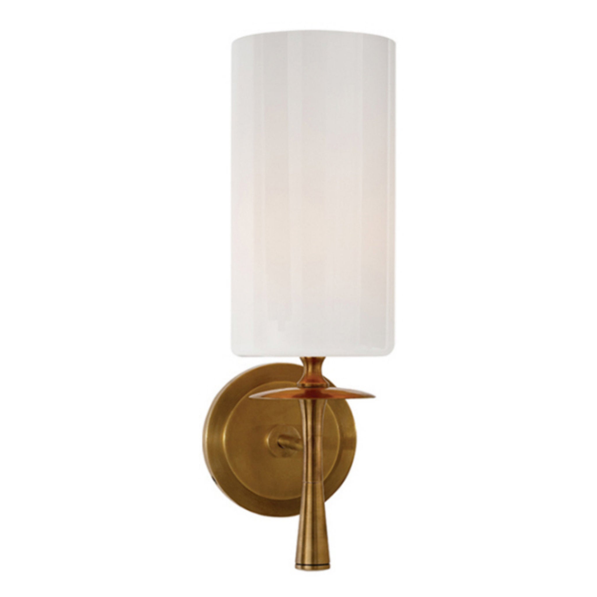 AERIN Drunmore Single Sconce in Hand-Rubbed Antique Brass with White Glass Shade Wall Light W4.5" x H14.25"