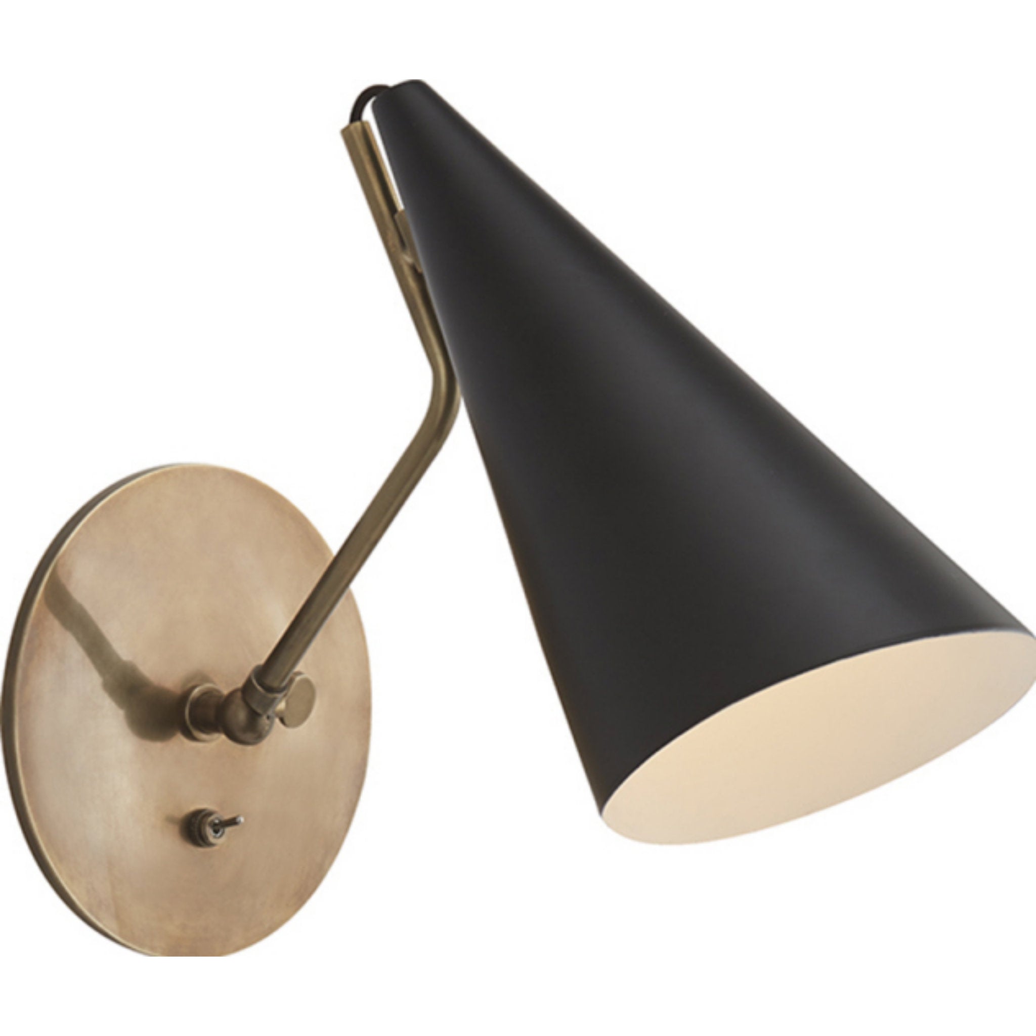 AERIN Clemente Wall Light in Hand-Rubbed Antique Brass with Black W6.25" x H10.5"