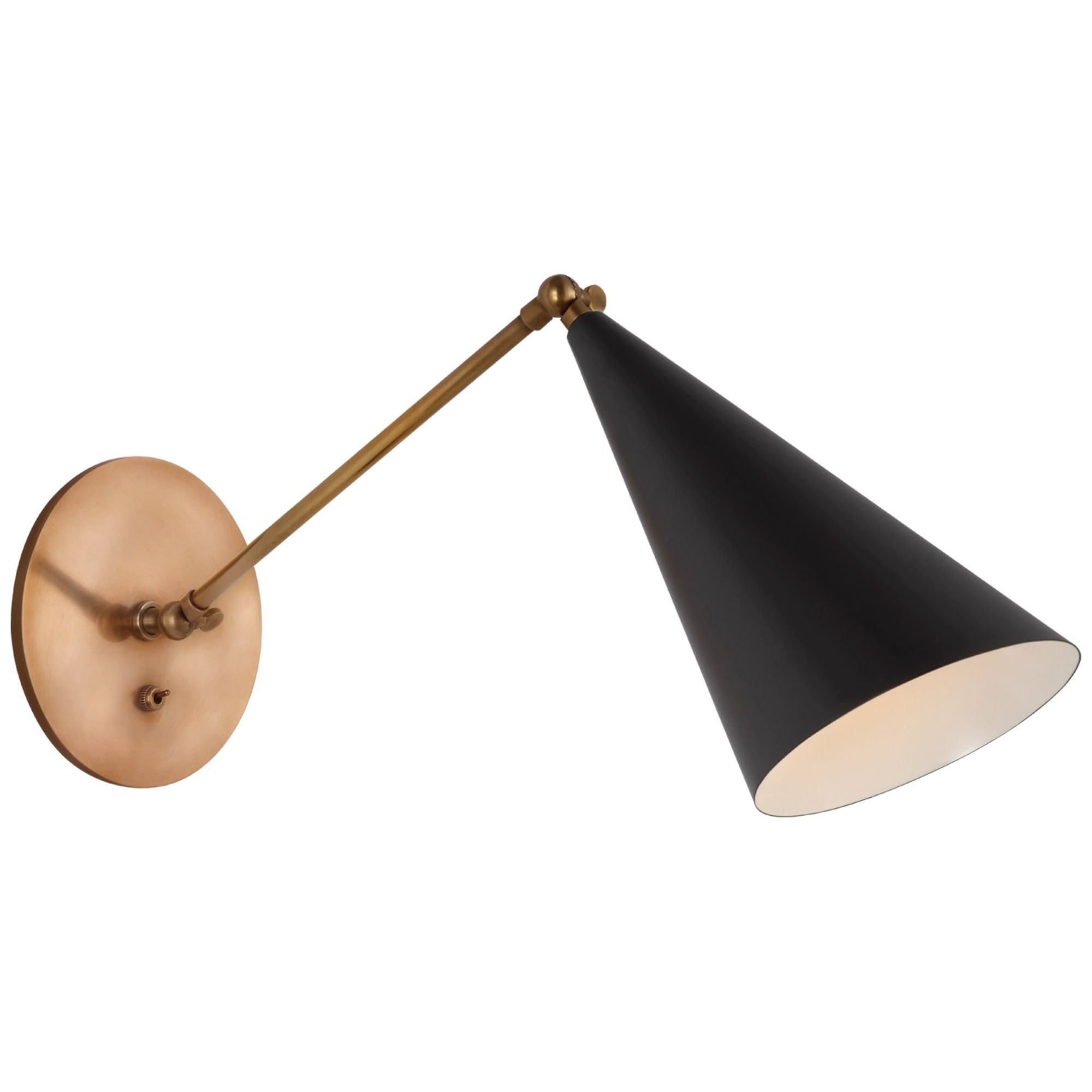 AERIN Clemente Single Arm Library Sconce in Black Wall Light W6.25" x H11.25" - 14"
