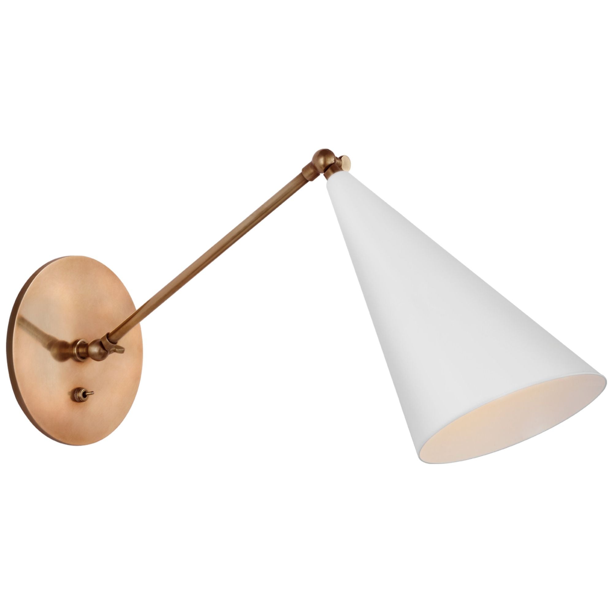 AERIN Clemente Single Arm Library Sconce in White Wall Light W6.25" x H11.25" - 14"