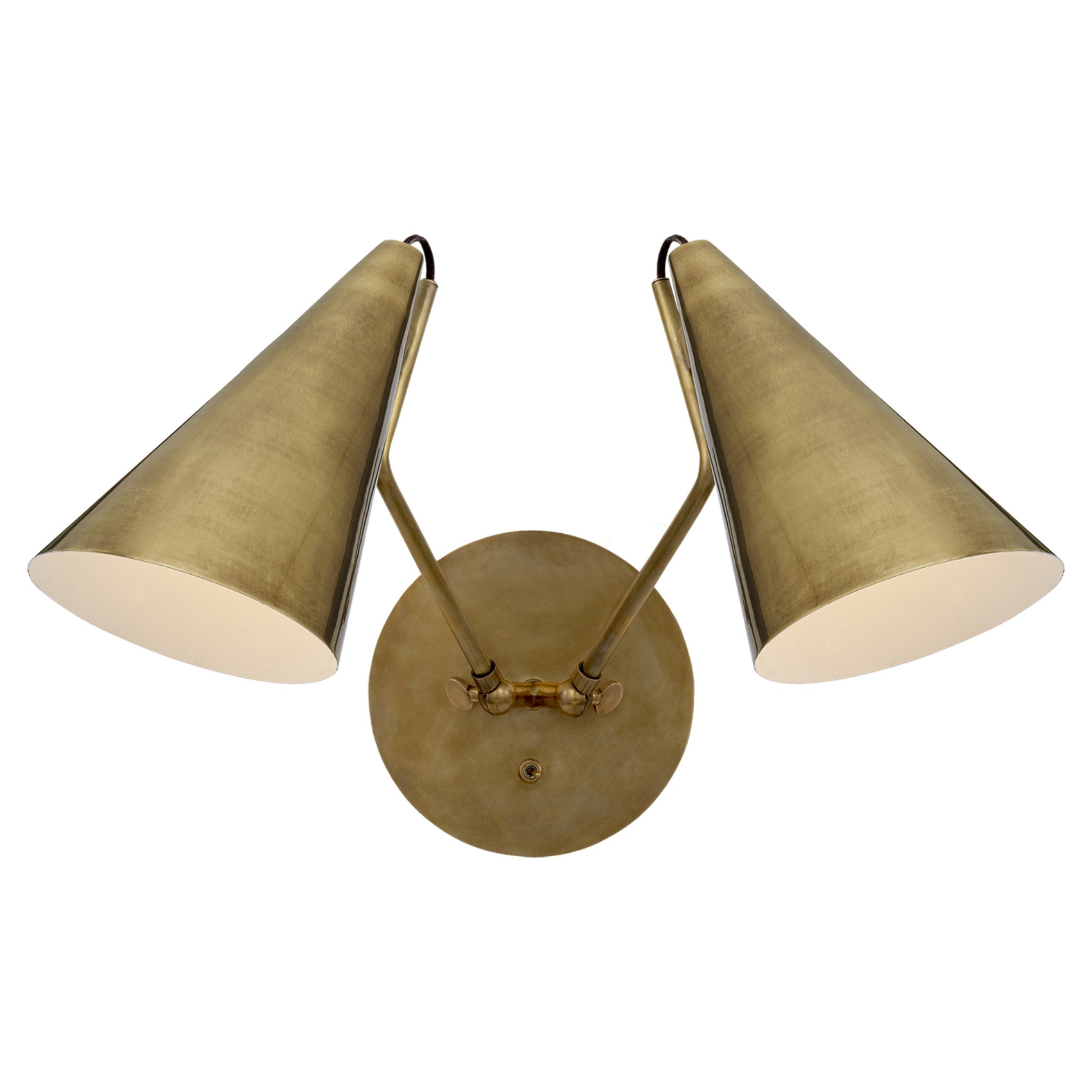 AERIN Clemente Double Sconce in Hand-Rubbed Antique Brass Wall Light W19.25" x H9.5"