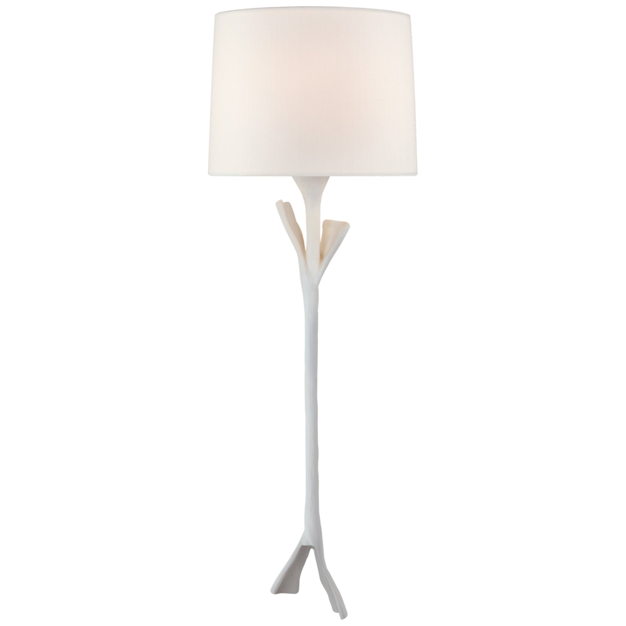AERIN Fliana Tail Sconce in Plaster White with Linen Shade Wall Light W8.5" x H24"