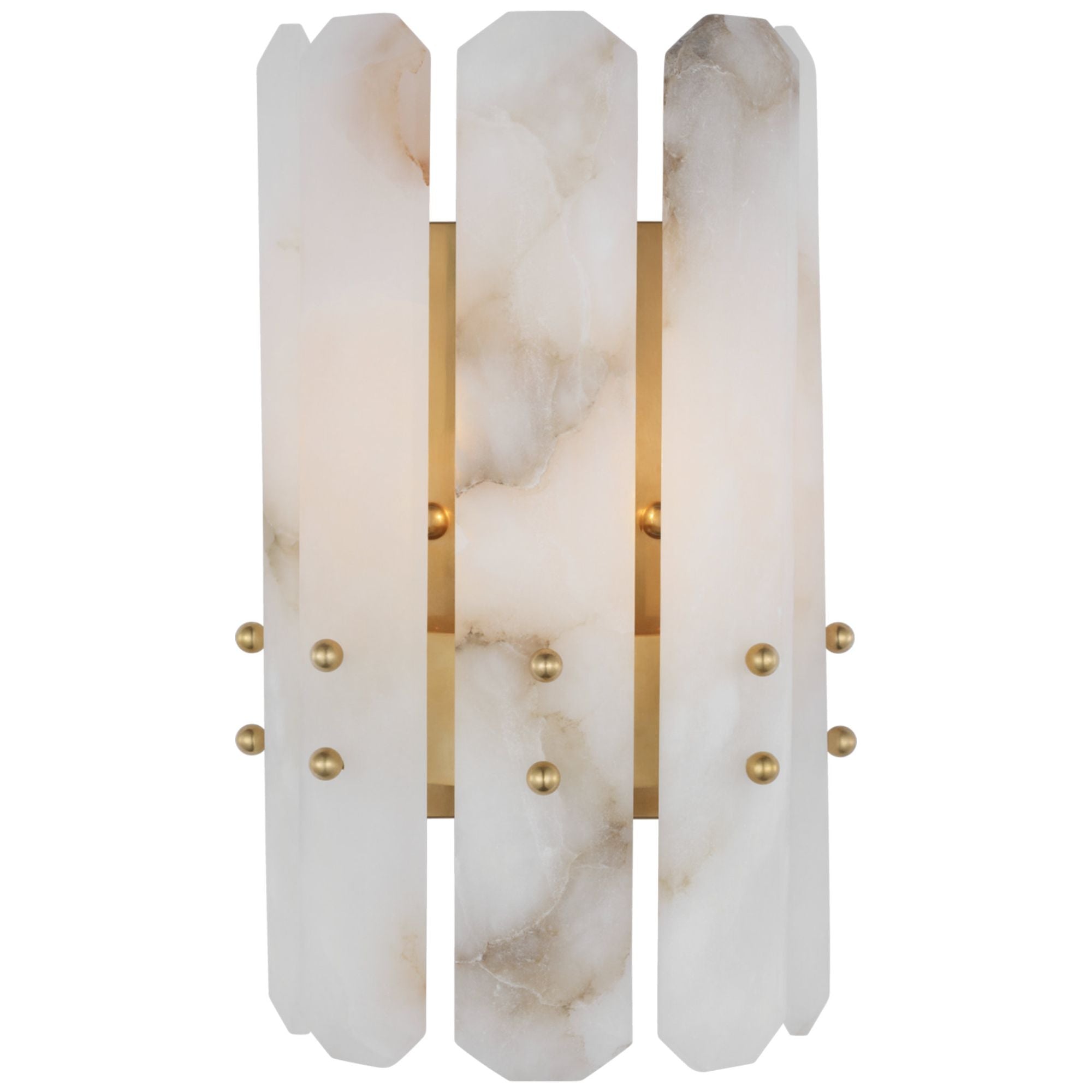 AERIN Bonnington Wall Sconce in Hand-Rubbed Antique Brass with Alabaster Wall Light W6.75" x H12"