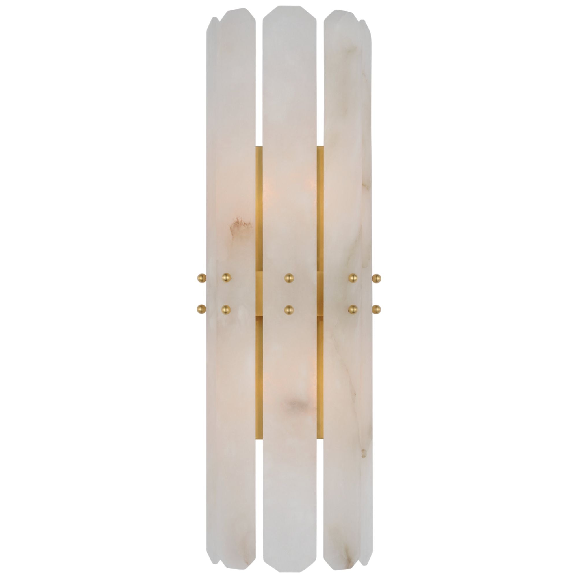 AERIN Bonnington Tall Sconce in Hand-Rubbed Antique Brass with Alabaster Wall Light W7.5" x H22"