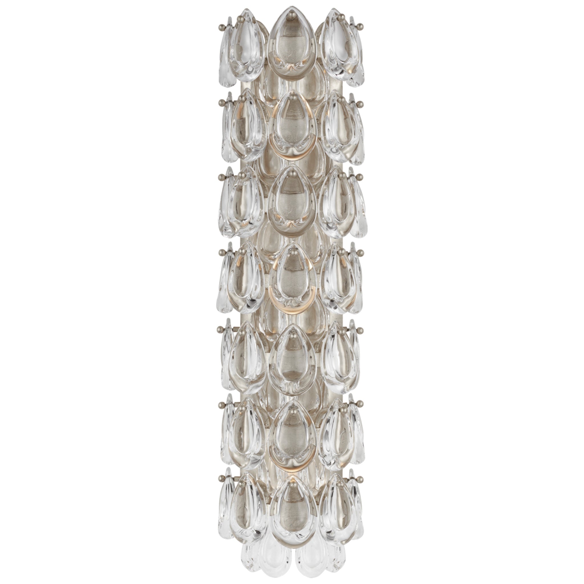 AERIN Liscia 22" Sconce in Burnished Silver Leaf with Crystal Wall Light W6" x H21.75"
