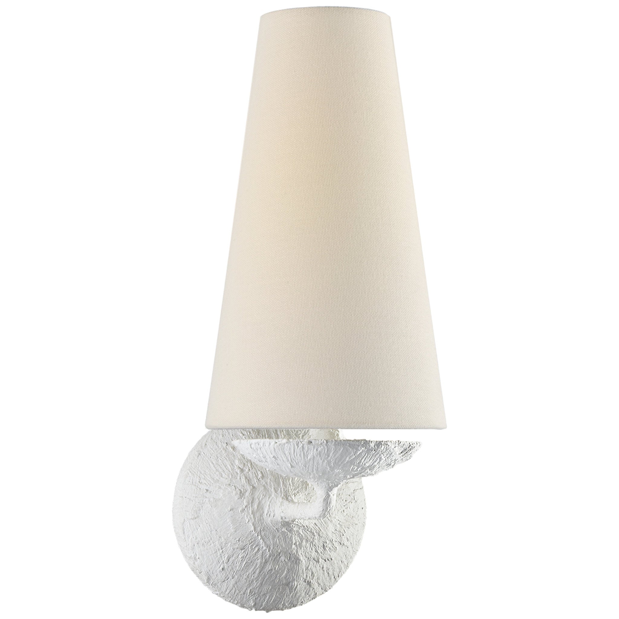 AERIN Fontaine Single Sconce in Plaster with Linen Shade Wall Light W5.5" x H14.25"