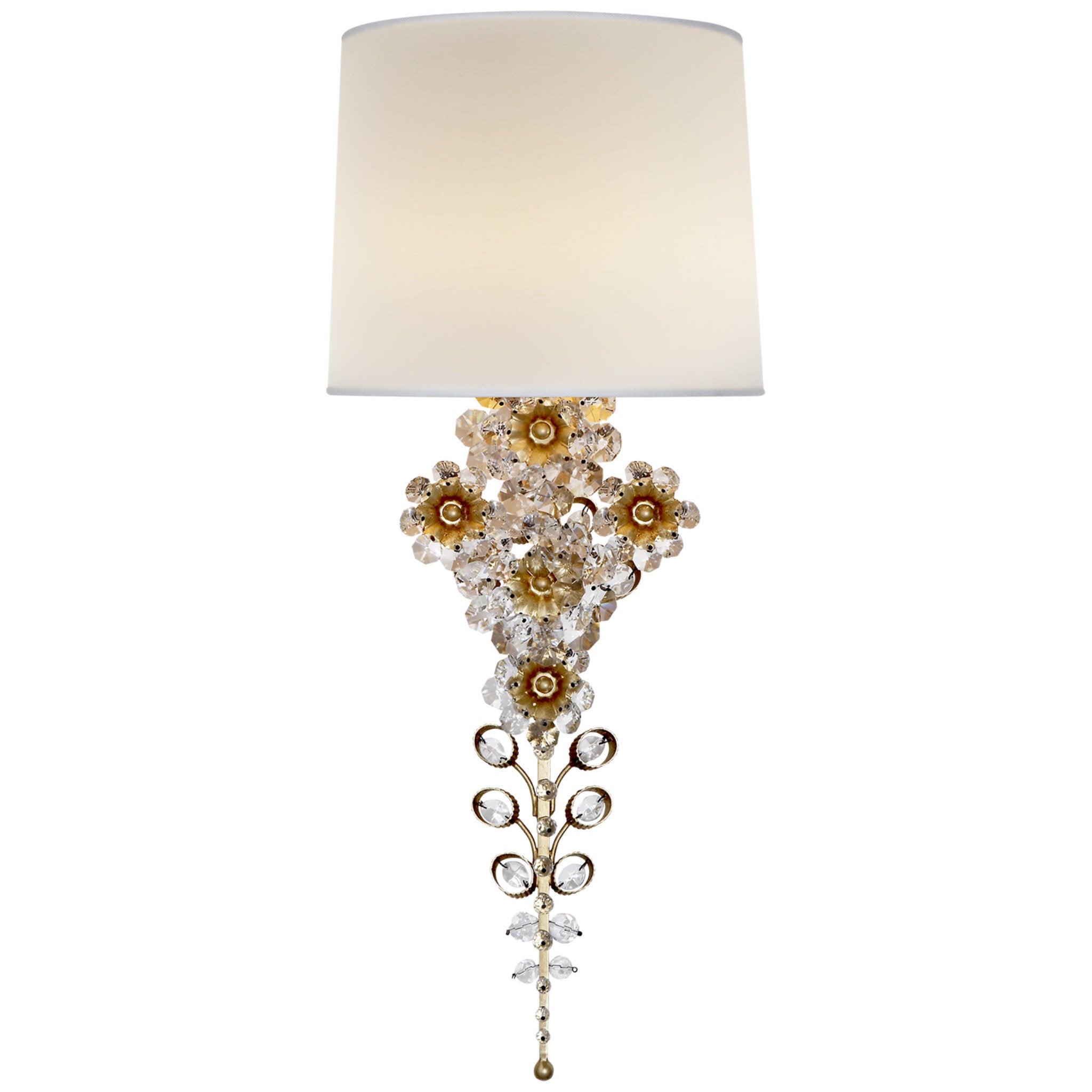 AERIN Claret Tail Sconce in Gild with Linen Shade Wall Light W10" x H23.5"