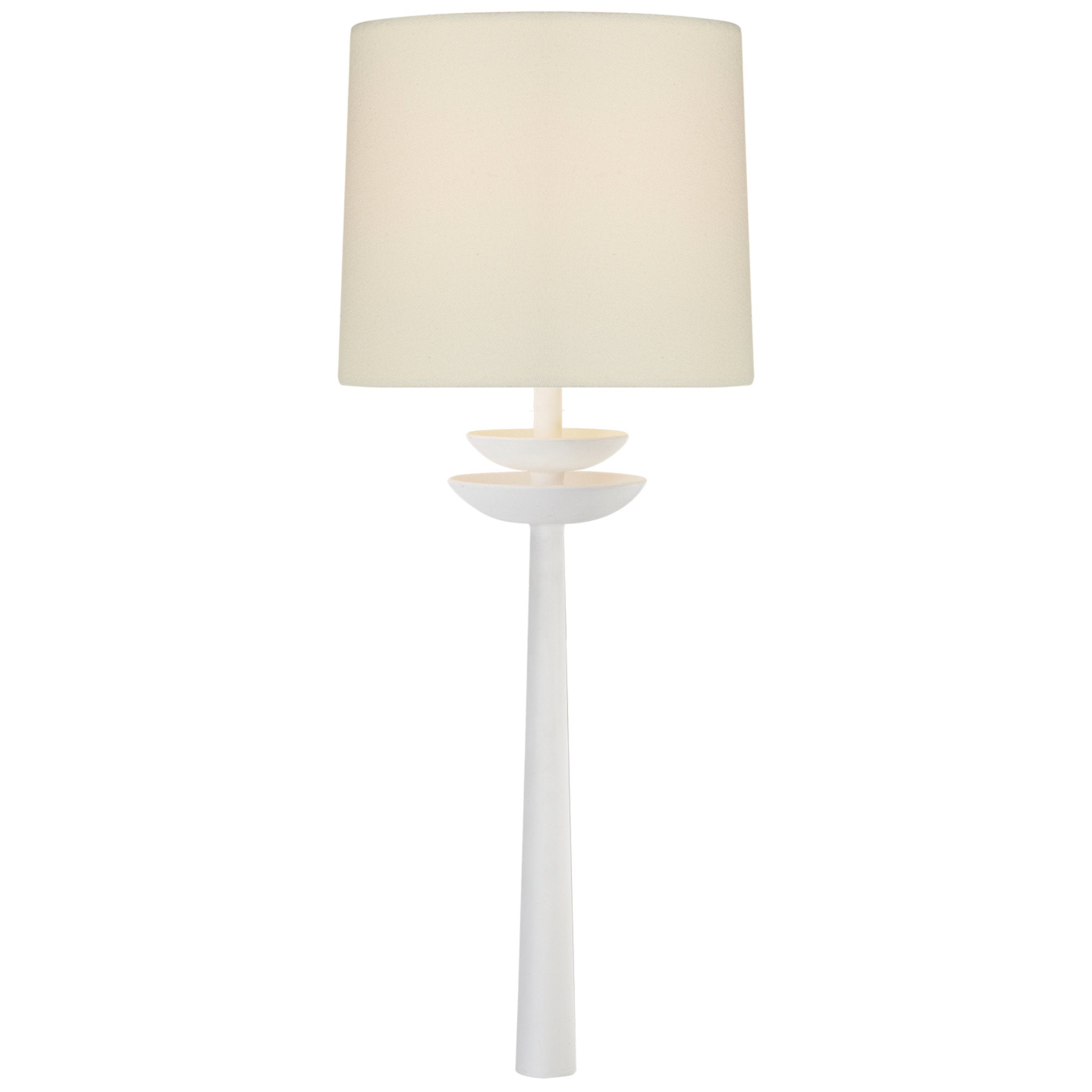 AERIN Beaumont Medium Tail Sconce in White with Linen Shade Wall Light W7.5" x H19"