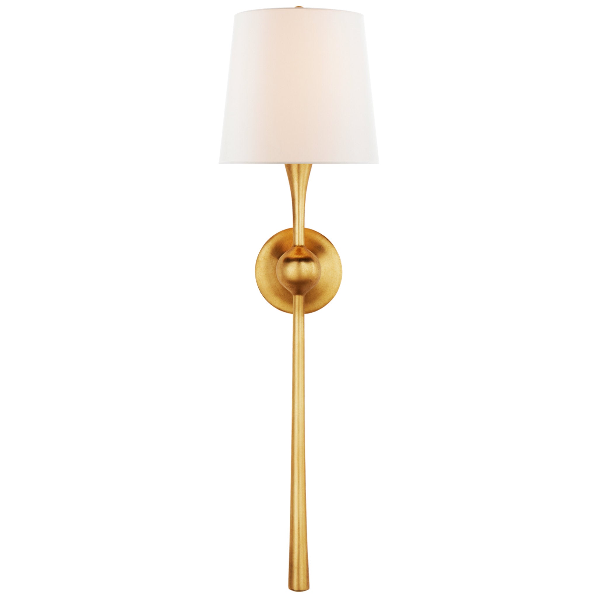 AERIN Dover Large Tail Sconce in Gild with Linen Shade Wall Light W7.5" x H27"