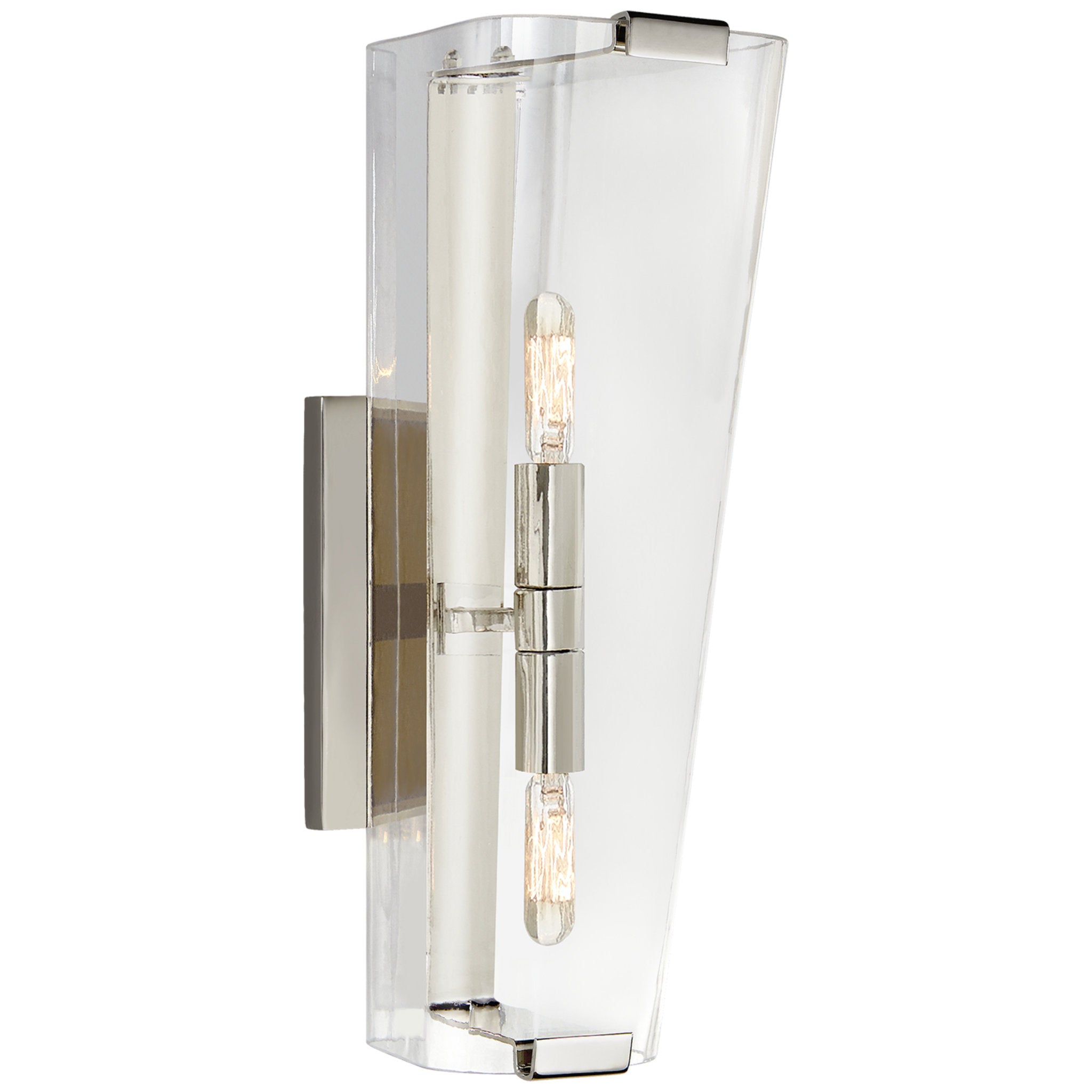 AERIN Alpine Single Sconce in Polished Nickel with Clear Glass Wall Light W5.25" x H16.25"