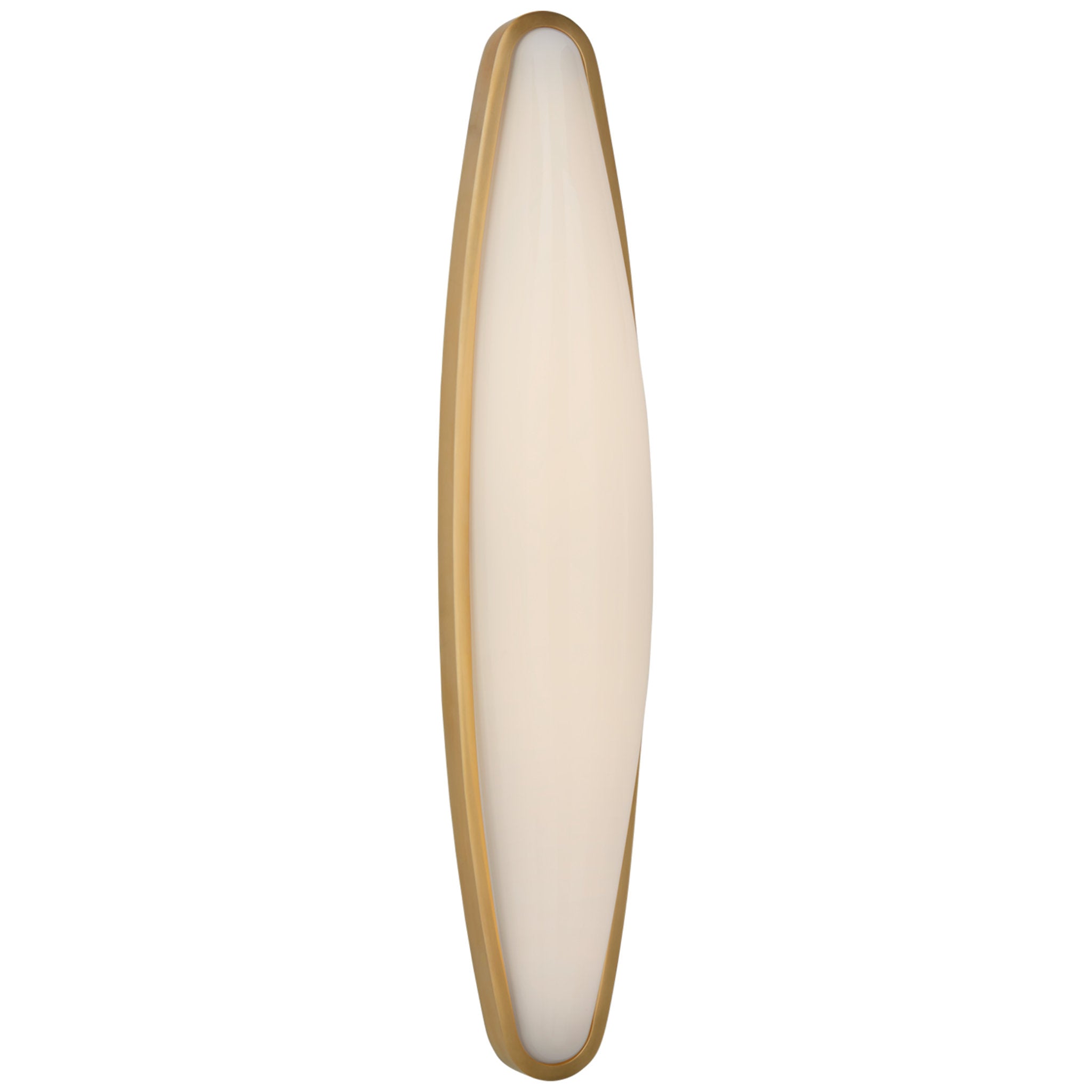 AERIN Ezra Large Bath Sconce in Hand-Rubbed Antique Brass with White Glass Wall Light W4.75" x H24"