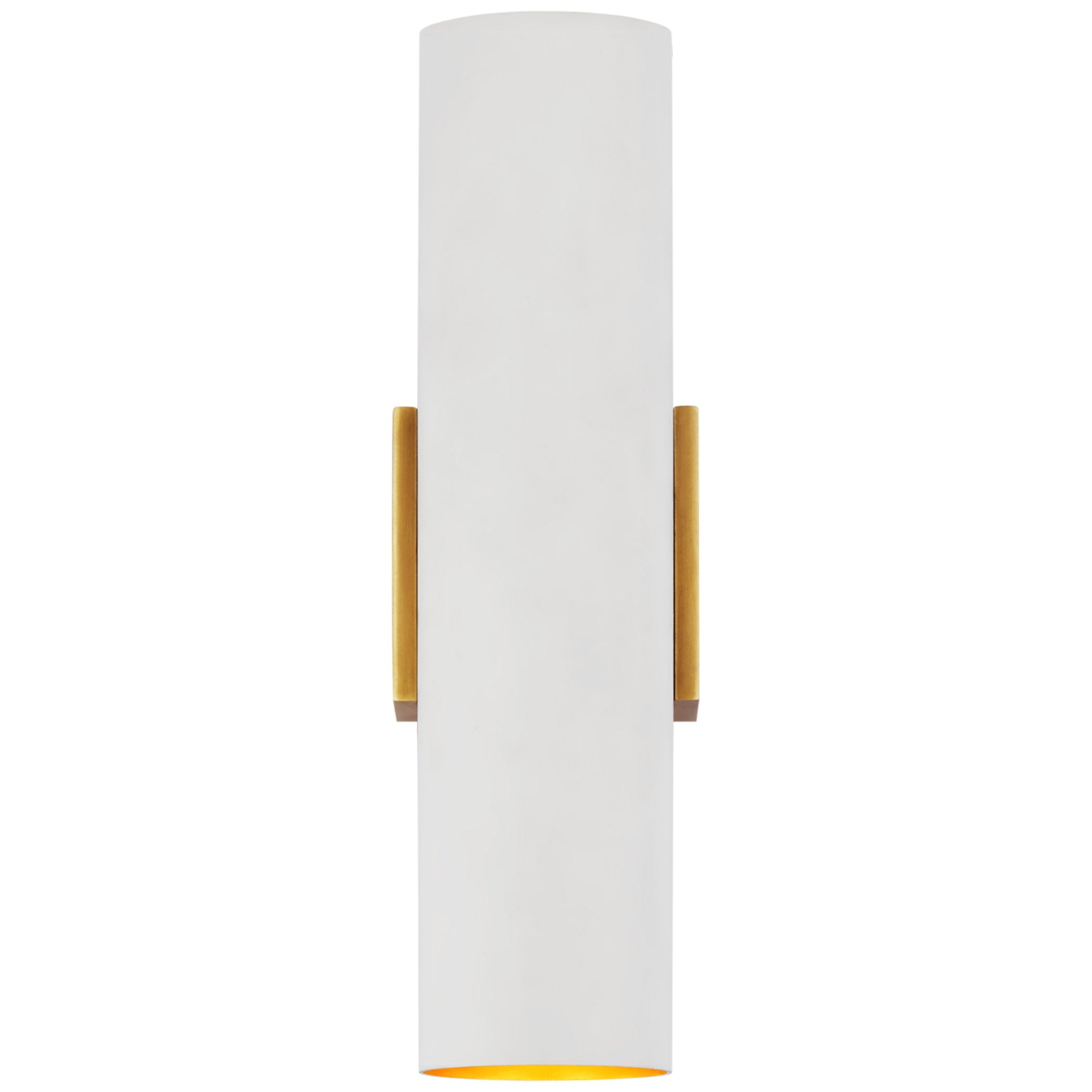 AERIN Nella Medium Cylinder Sconce in Hand-Rubbed Antique Brass and Plaster White Wall Light W4.25" x H15"
