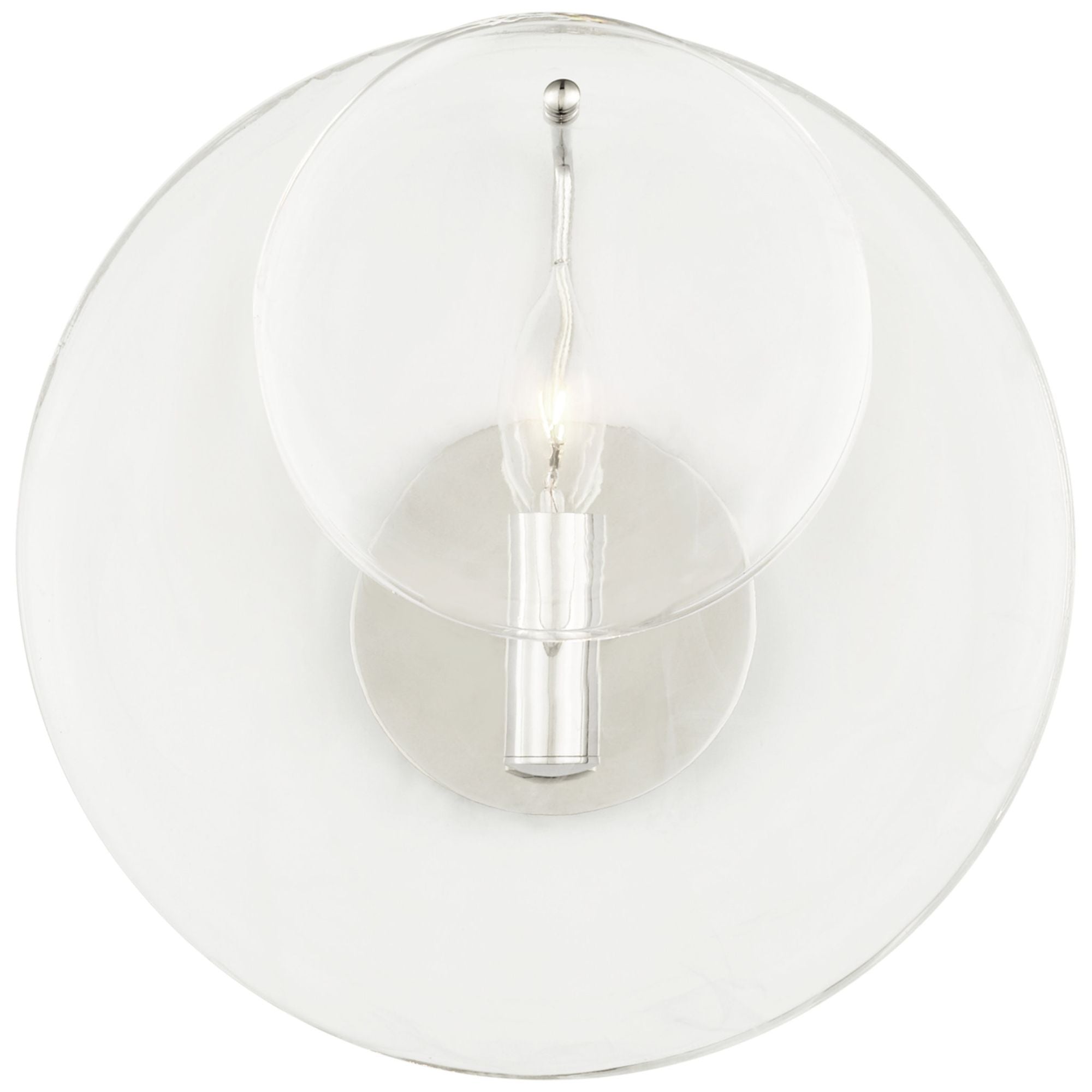 AERIN Loire Small Sconce in Polished Nickel with Clear Strie Glass Wall Light W12" x H12"