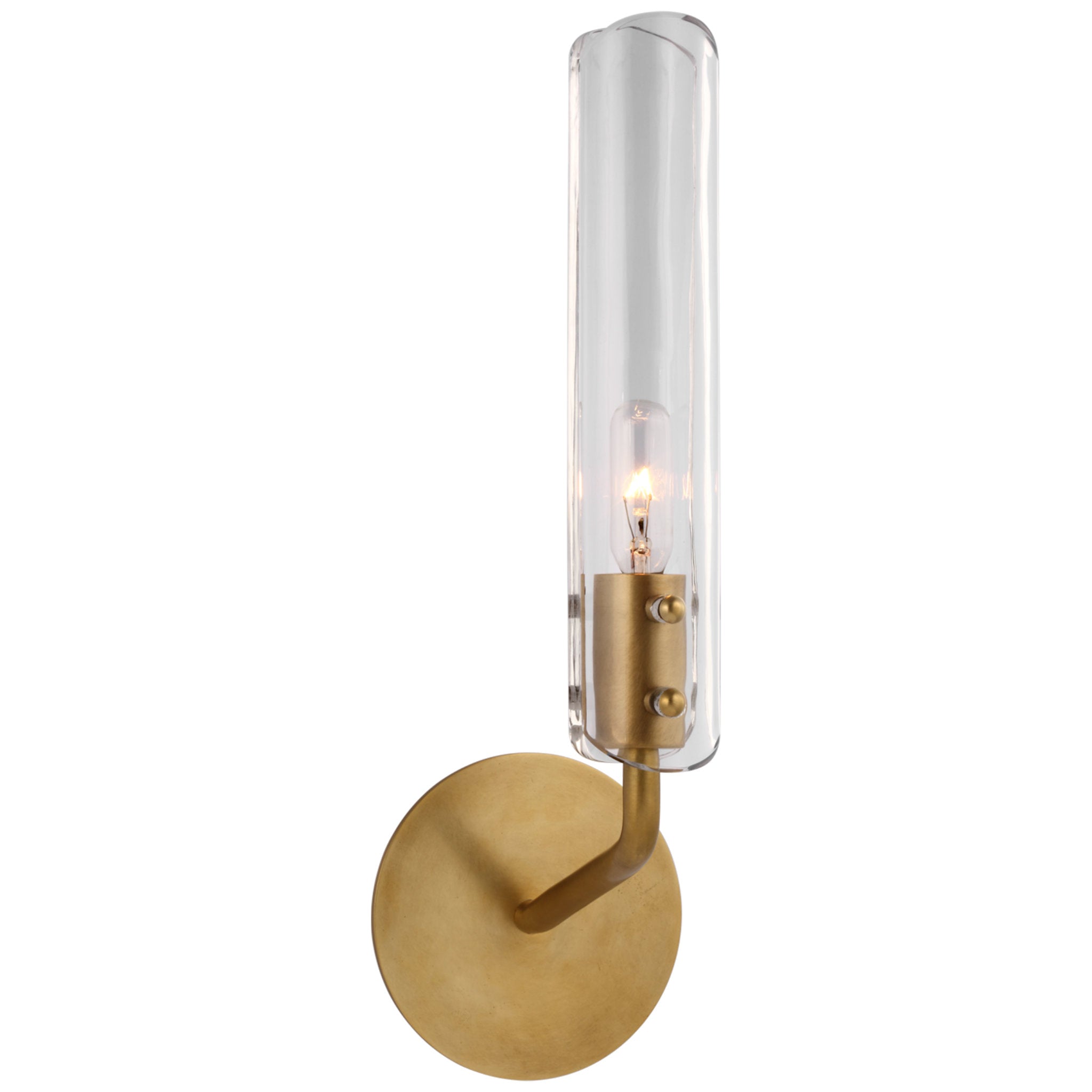AERIN Casoria 14" Single Sconce in Hand-Rubbed Antique Brass with Clear Glass Wall Light W4.75" x H14.75"