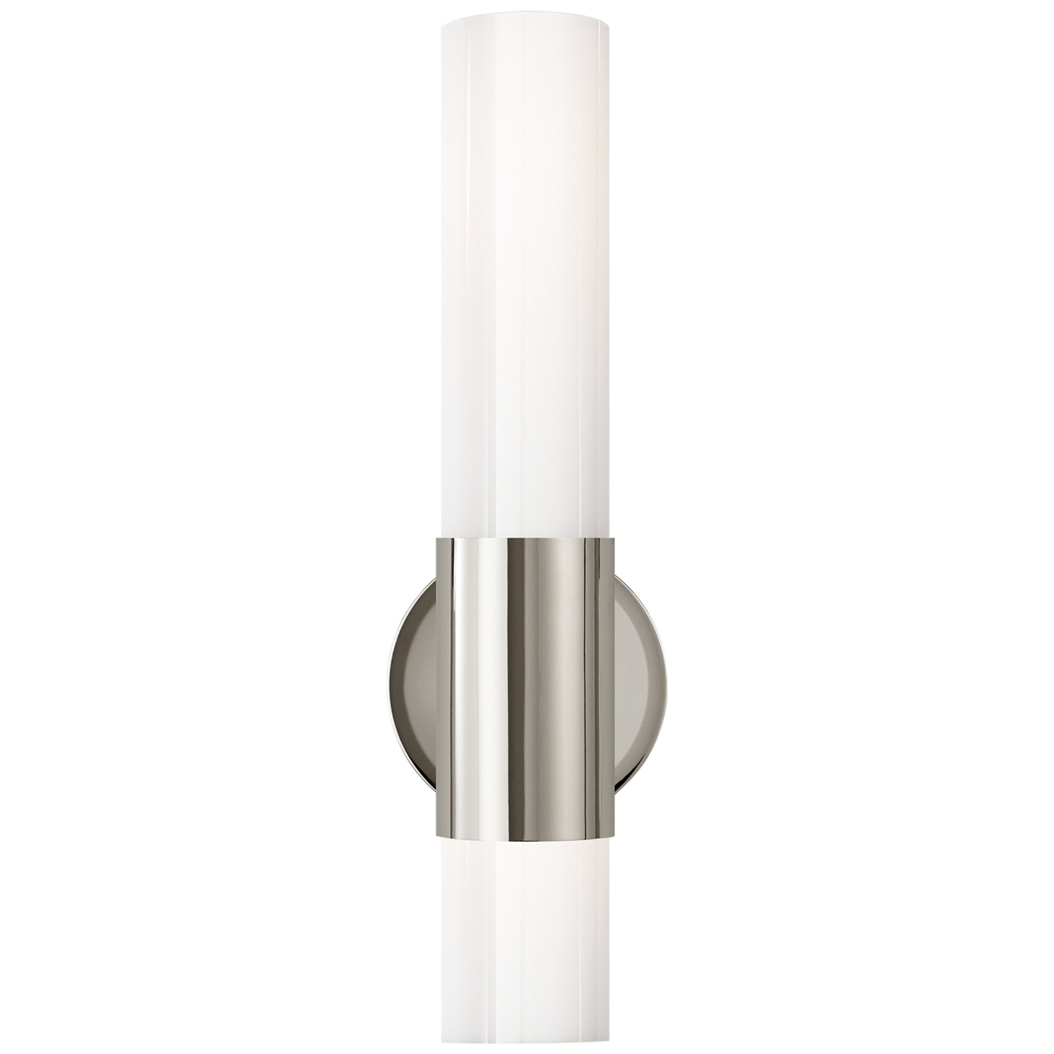 AERIN Penz Medium Cylindrical Sconce in Polished Nickel with White Glass Wall Light W4.5" x H15"
