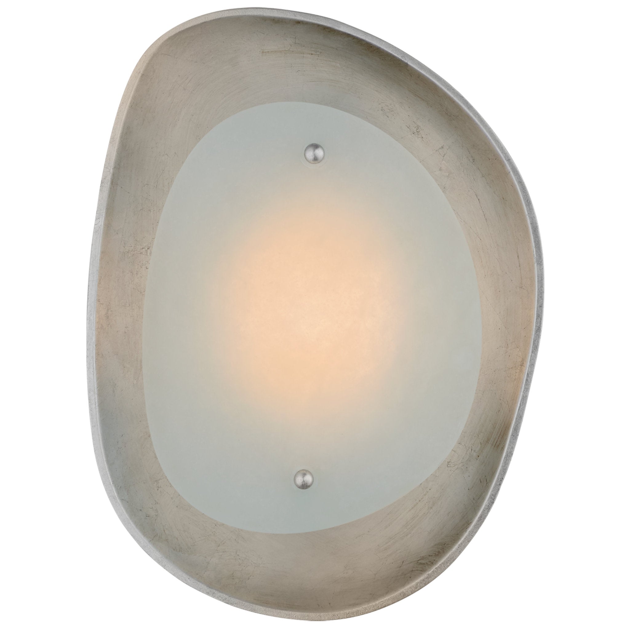 AERIN Samos Small Sculpted Sconce in Burnished Silver Leaf with Alabaster Wall Light W9.75" x H12.75"