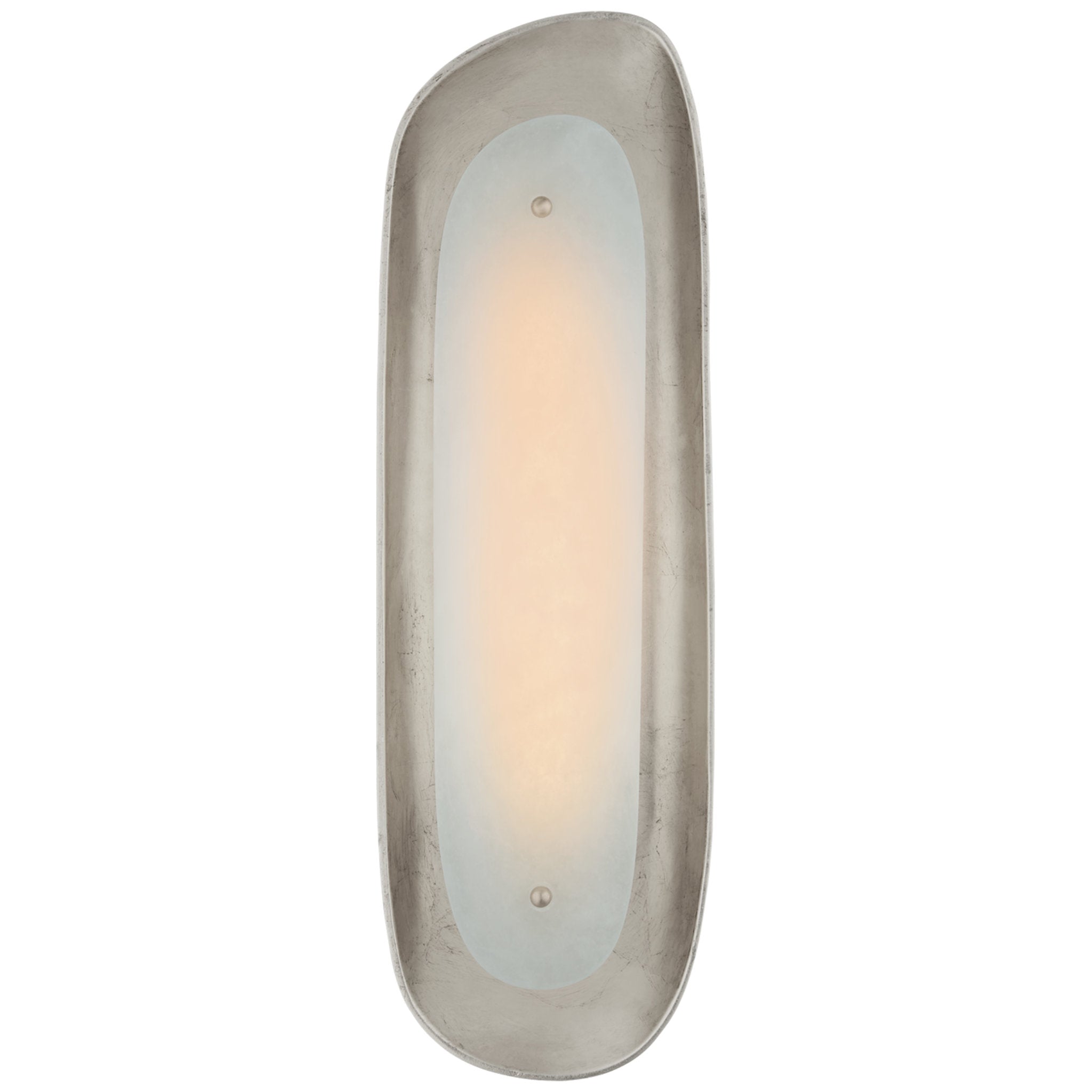 AERIN Samos Tall Sculpted Sconce in Burnished Silver Leaf with Alabaster Wall Light W6.75" x H21"
