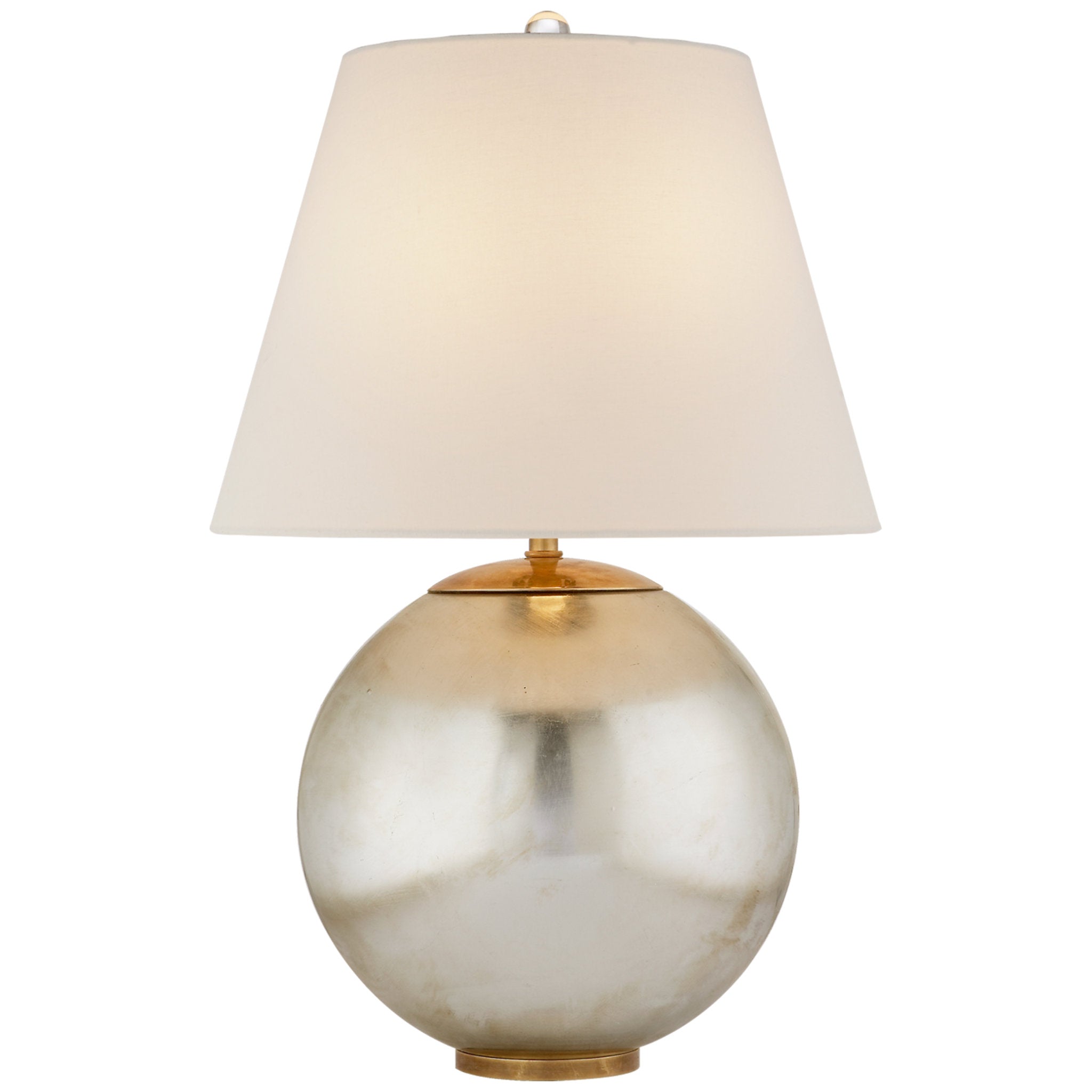 AERIN Morton Table Lamp in Burnished Silver Leaf with Linen Shade W16.5" x H24.5"