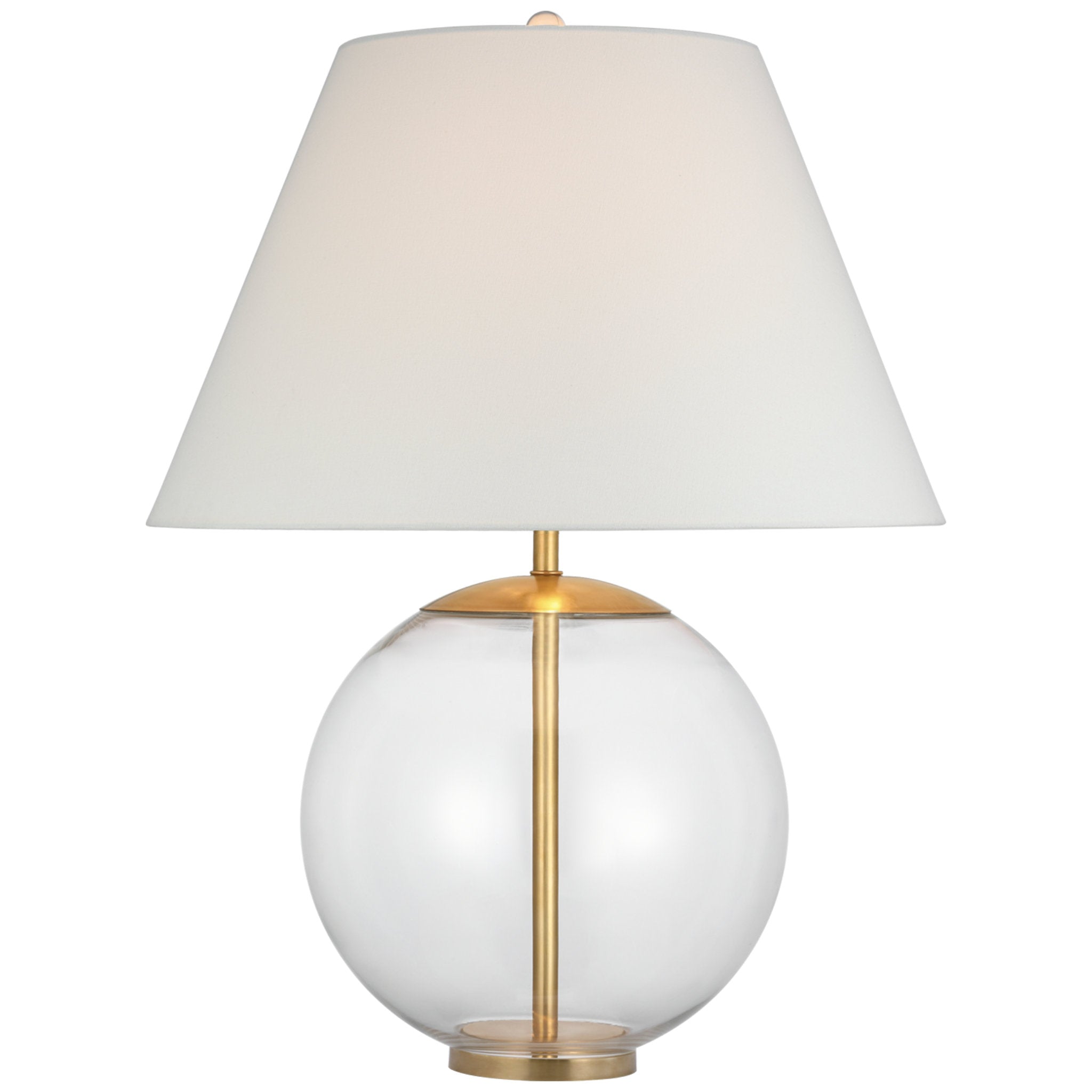 AERIN Morton Large Table Lamp in Clear Glass with Linen Shade W23" x H30.5"