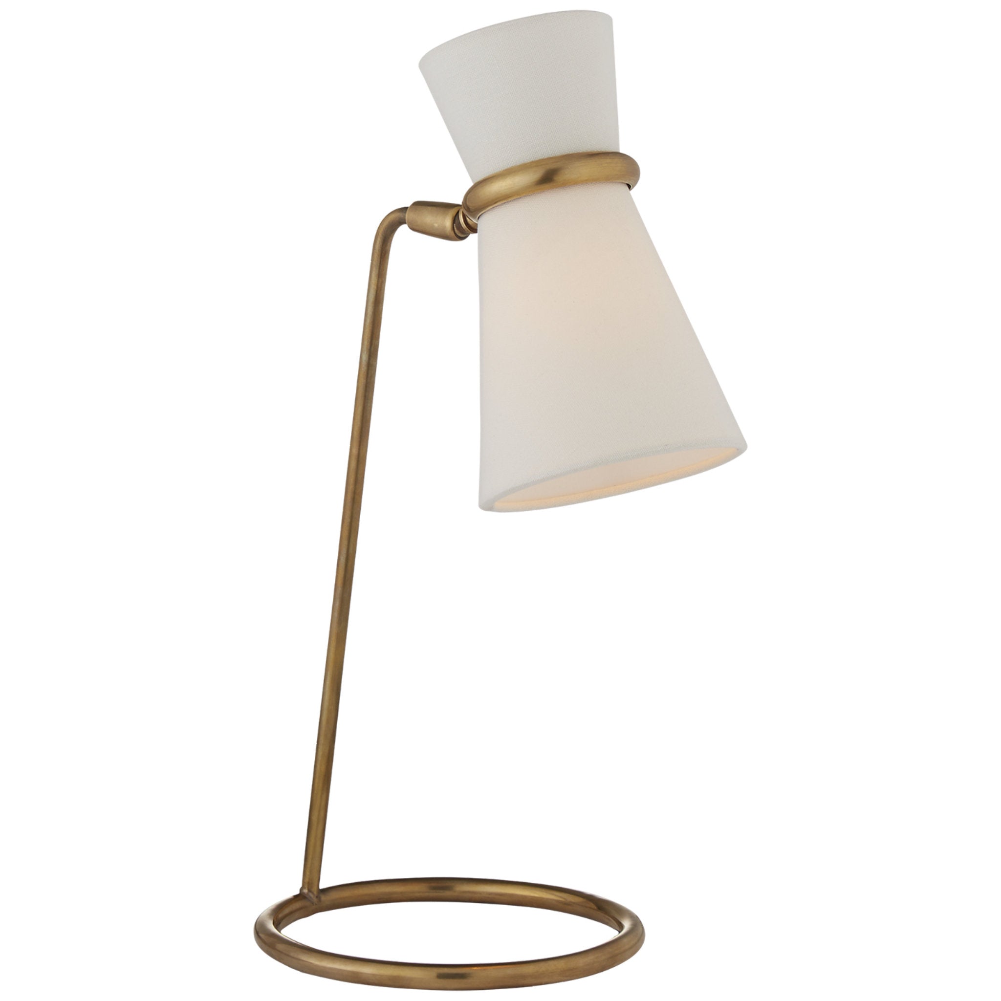 AERIN Clarkson Table Lamp in Hand-Rubbed Antique Brass with Linen Shade W8" x H17"