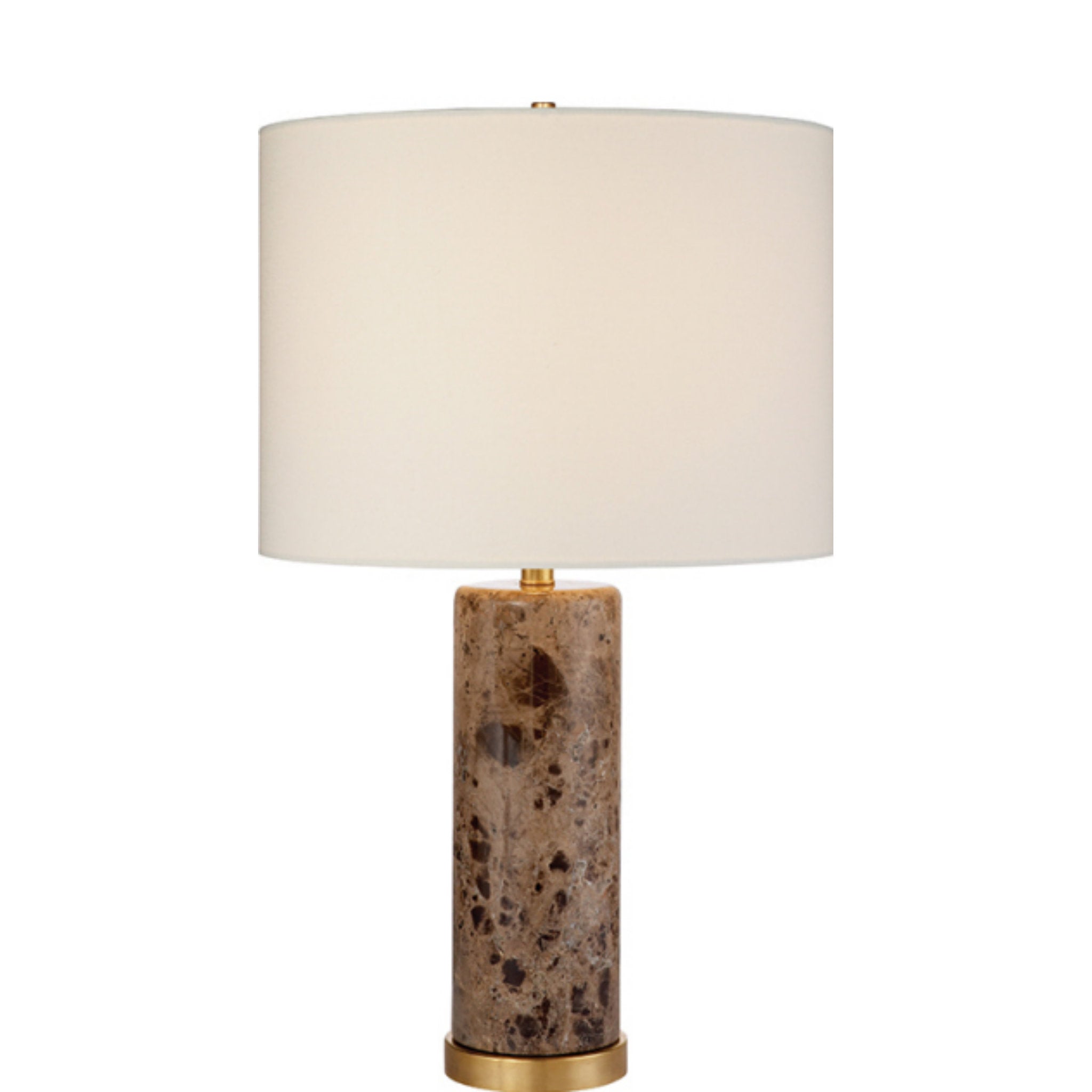 AERIN Cliff Table Lamp in Brown Marble with Linen Shade W17" x H30"