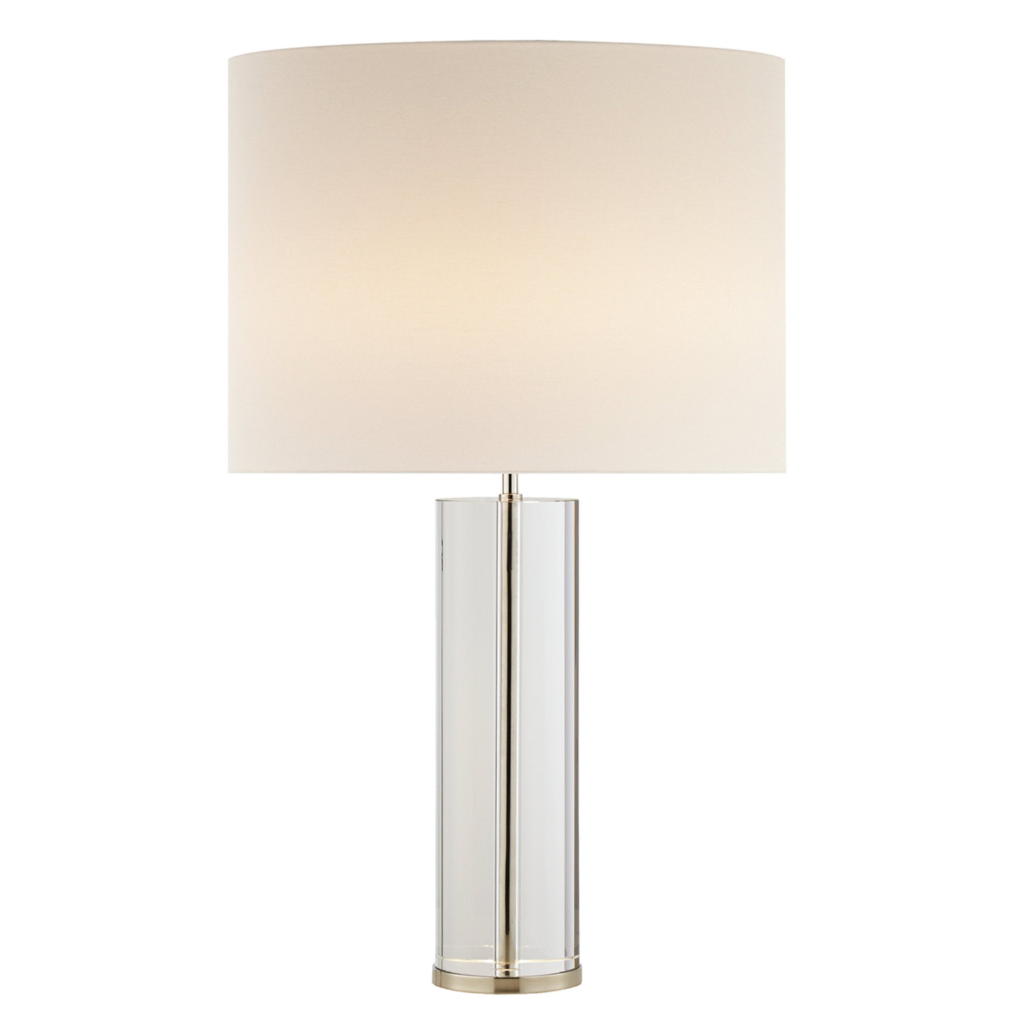 AERIN Lineham Table Lamp in Crystal and Polished Nickel with Linen Shade W18" x H29.5"
