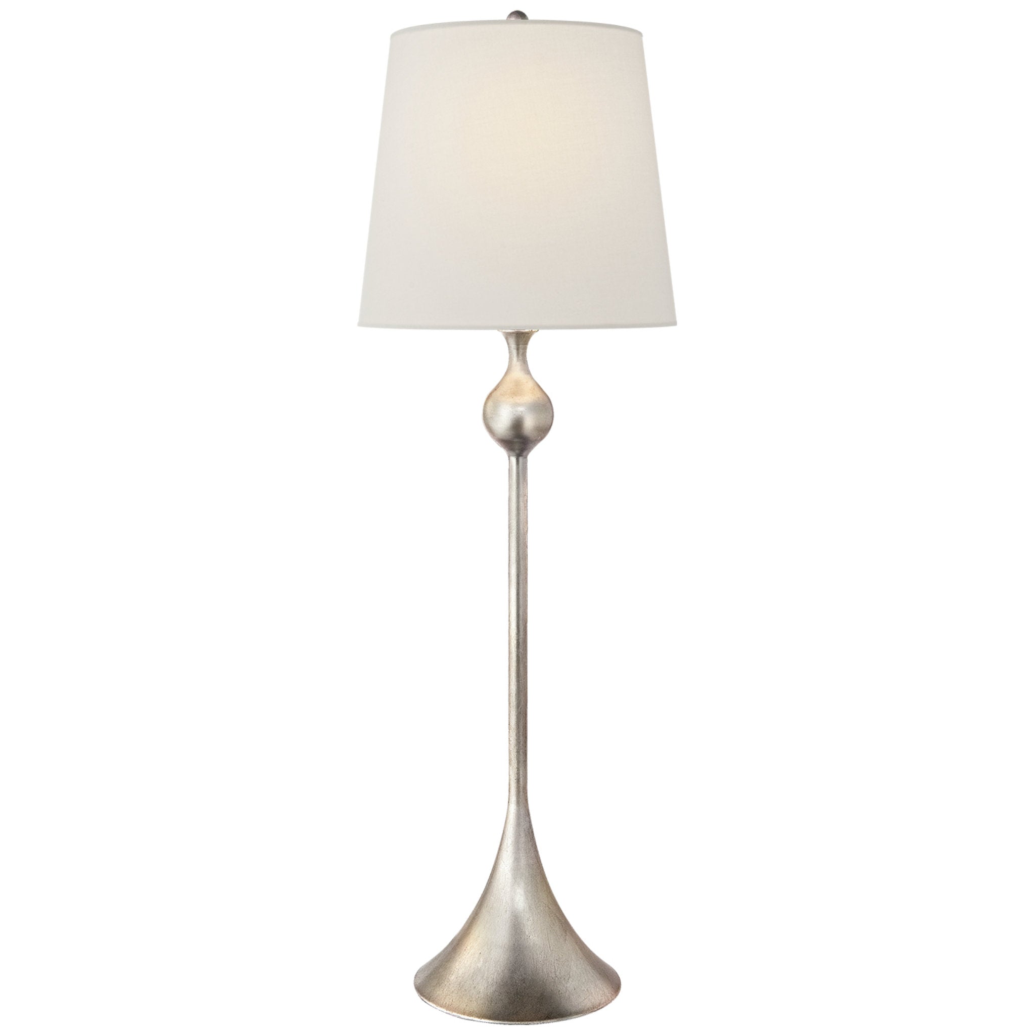 AERIN Dover Buffet Lamp in Burnished Silver Leaf with Linen Shade Table Lamp W10.25" x H31.25"