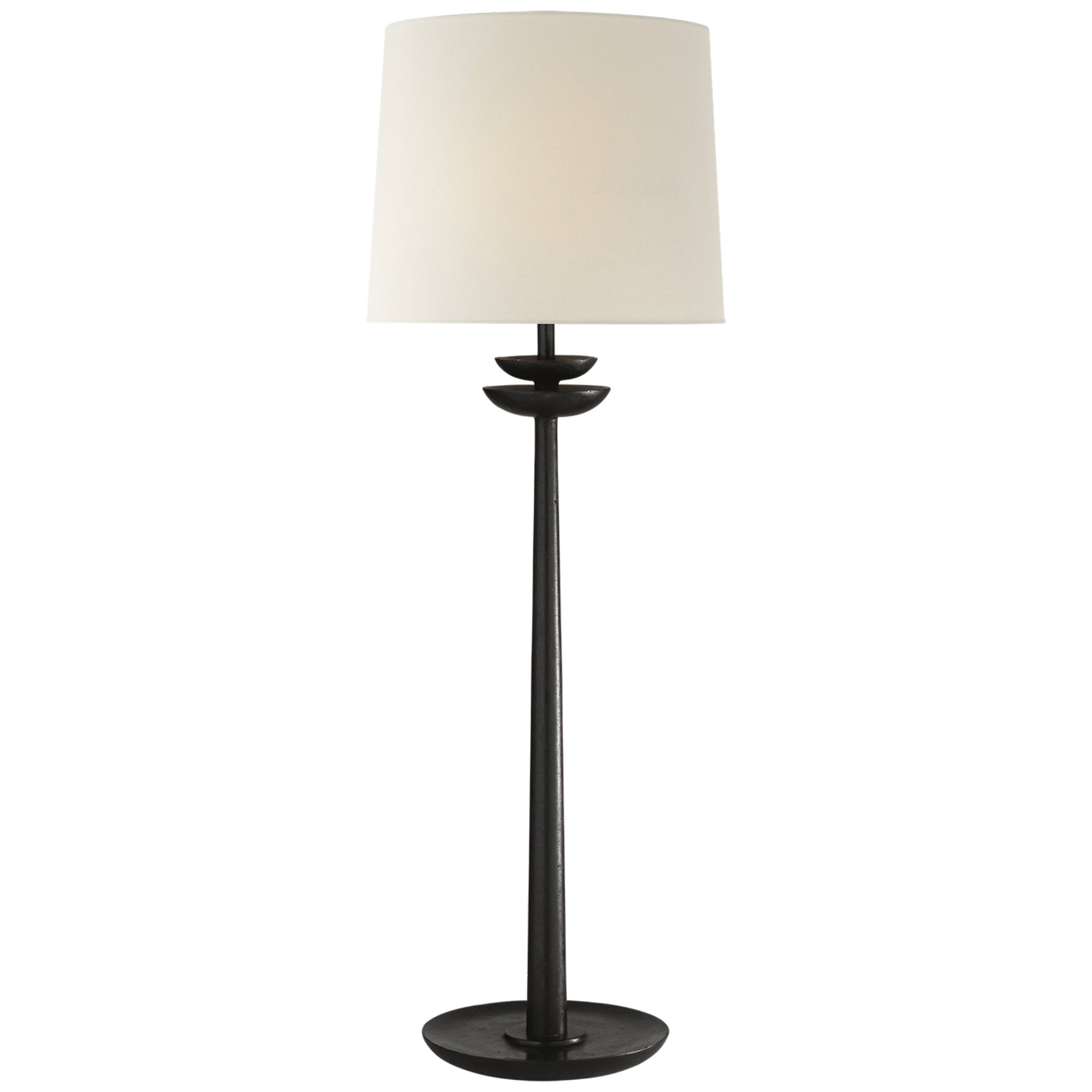 AERIN Beaumont Medium Buffet Lamp in Aged Iron with Linen Shade Table Lamp W10" x H30"