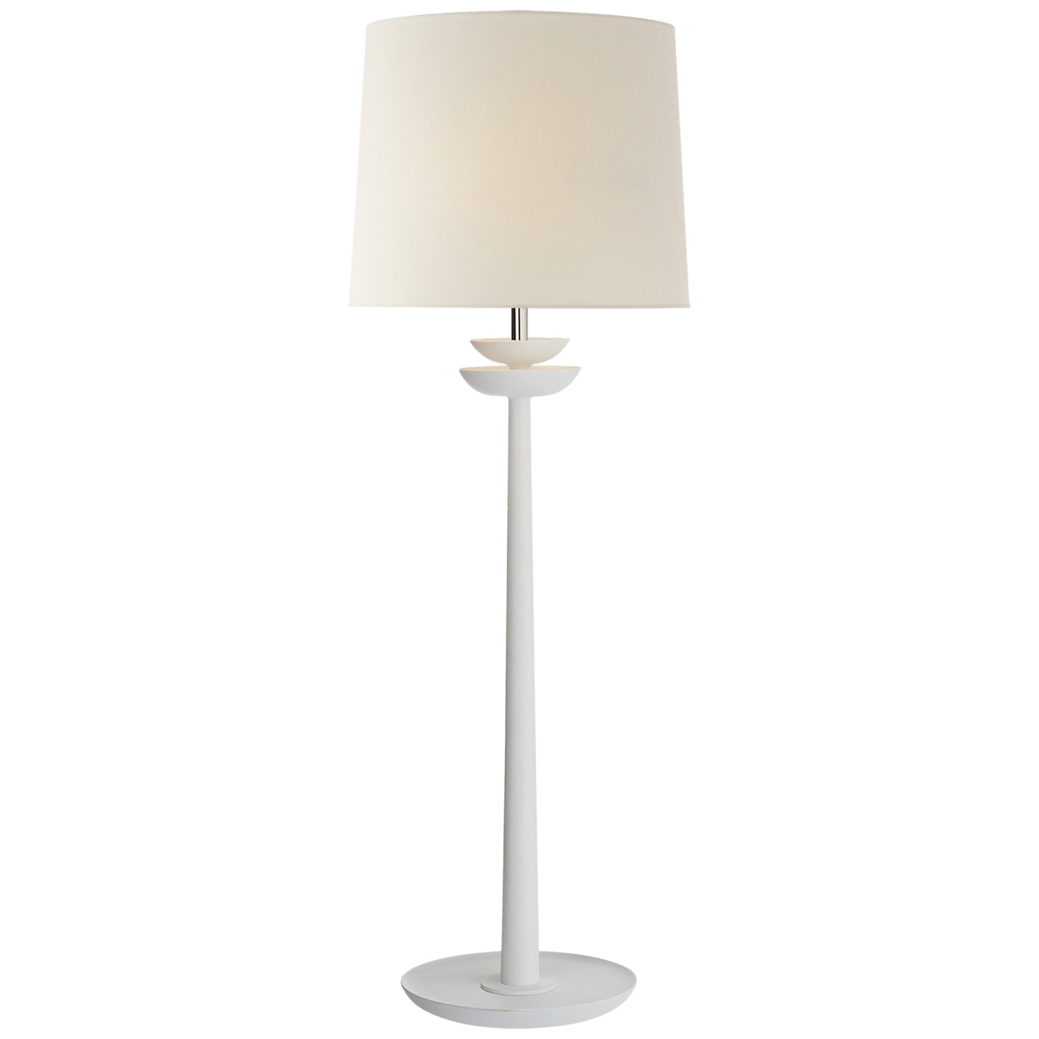 AERIN Beaumont Medium Buffet Lamp in White with Linen Shade Table Lamp W10" x H30"